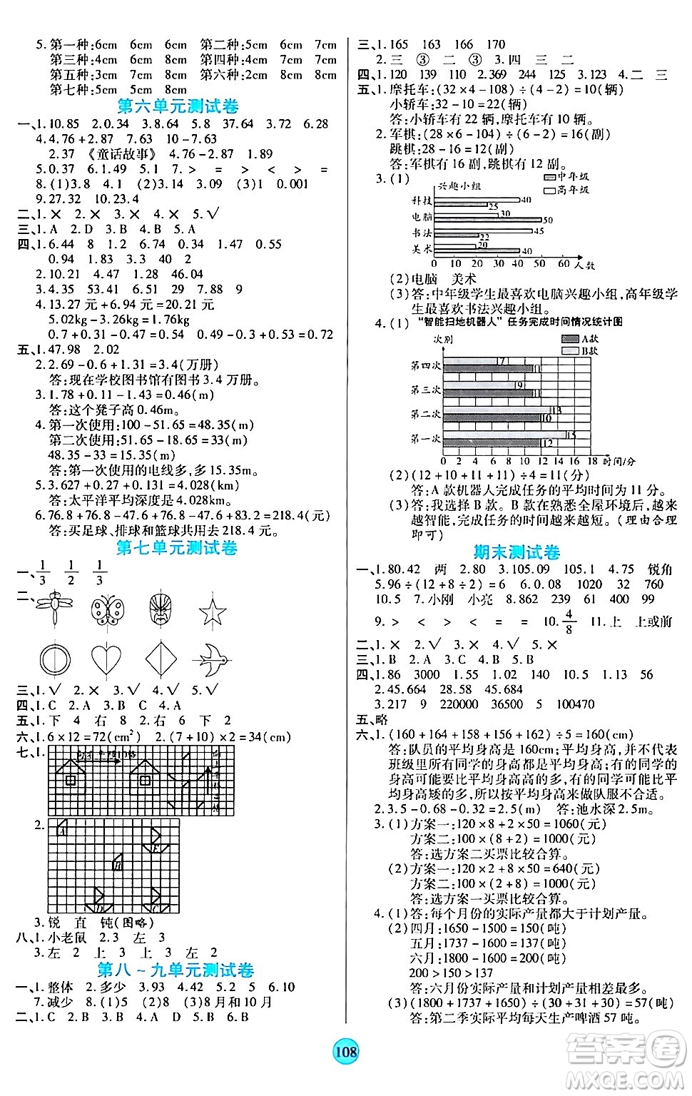 天津科學技術出版社2024年春云頂課堂四年級數(shù)學下冊人教版答案