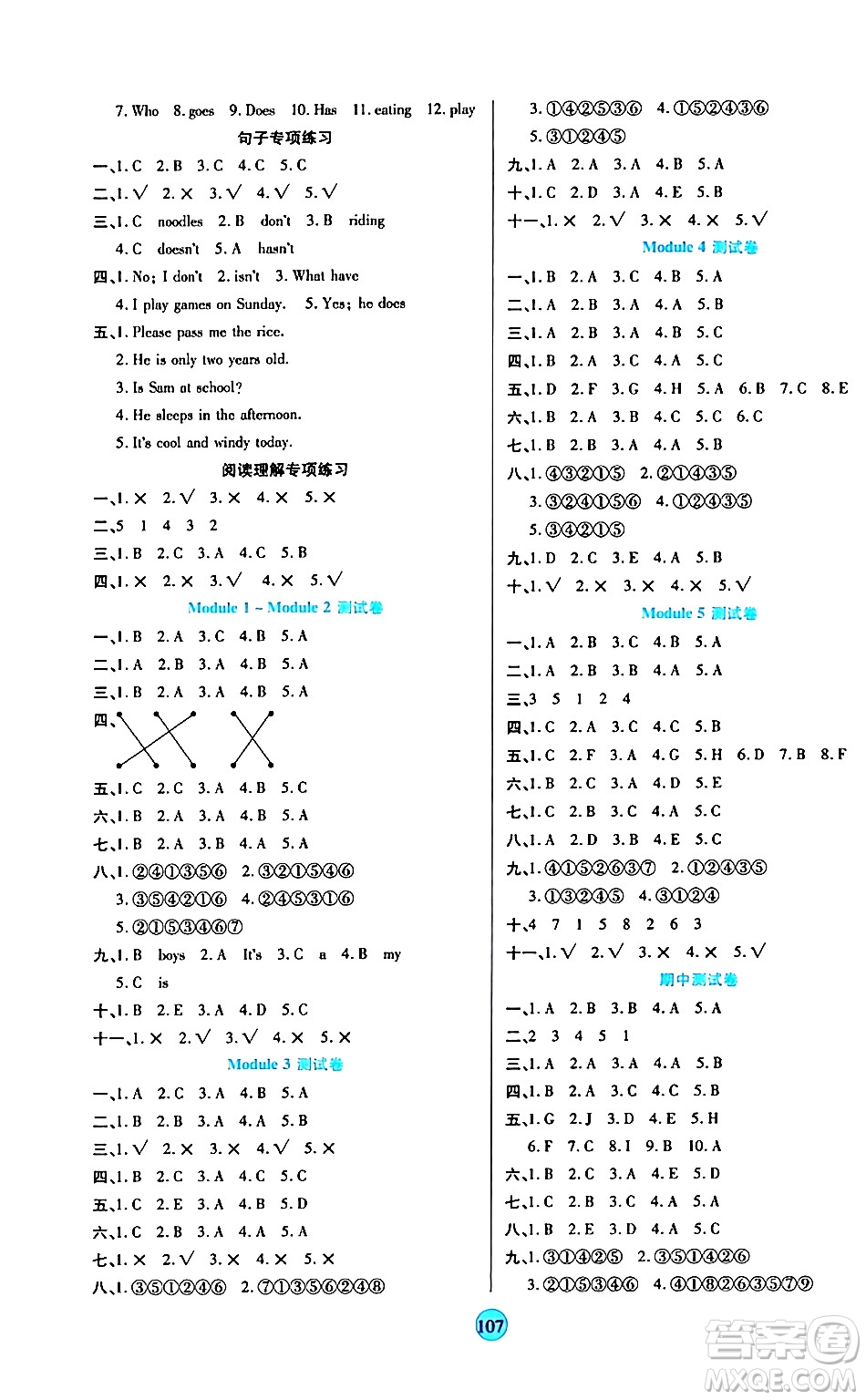 天津科學(xué)技術(shù)出版社2024年春云頂課堂三年級(jí)英語下冊(cè)外研版答案