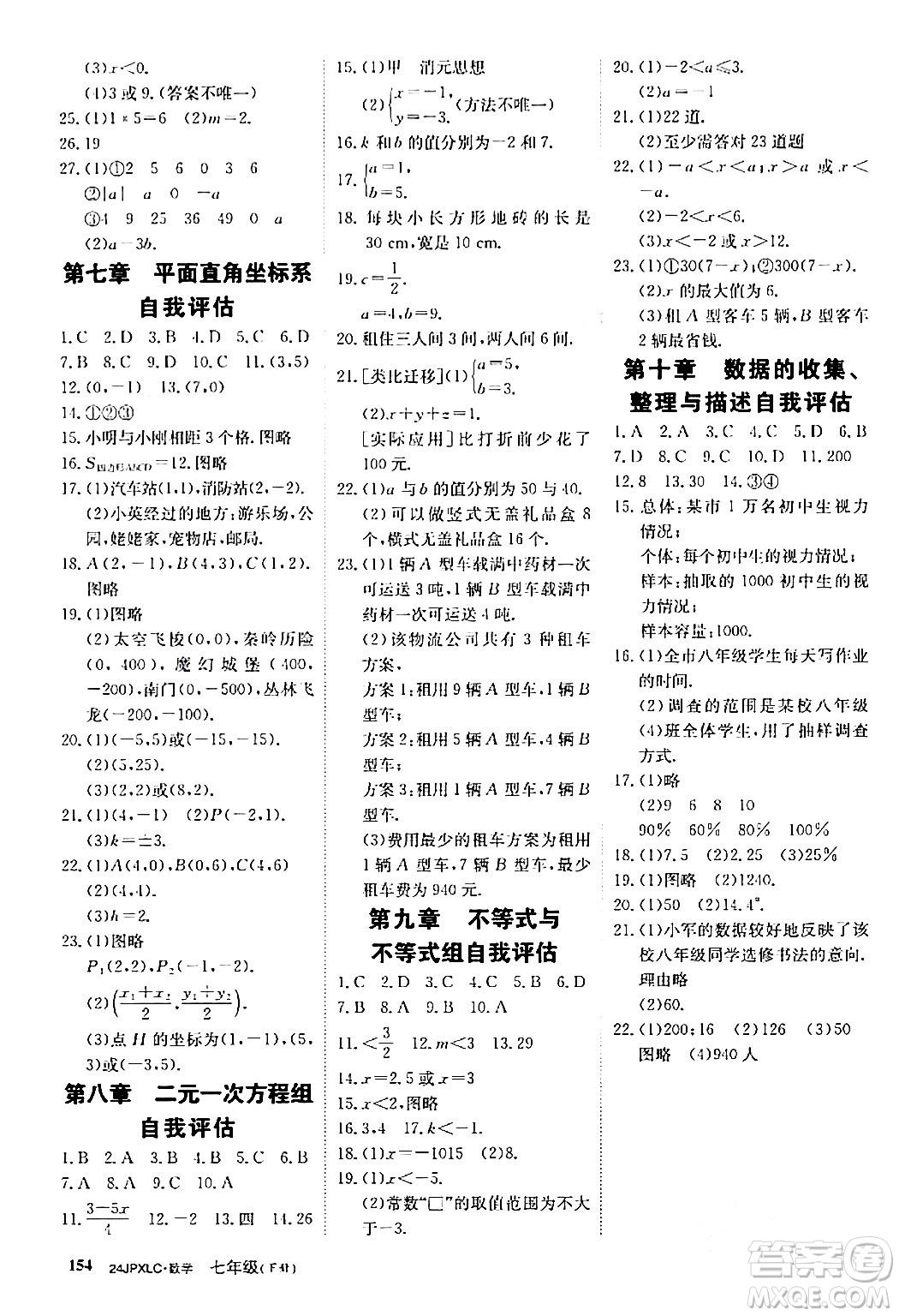 江西高校出版社2024年春金牌學(xué)練測創(chuàng)新作業(yè)設(shè)計七年級數(shù)學(xué)下冊課標(biāo)版答案