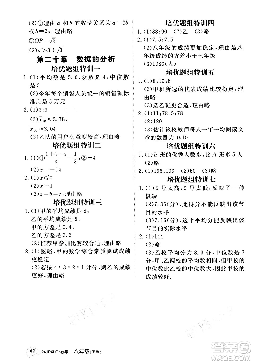 江西高校出版社2024年春金牌學練測創(chuàng)新作業(yè)設計八年級數(shù)學下冊課標版答案