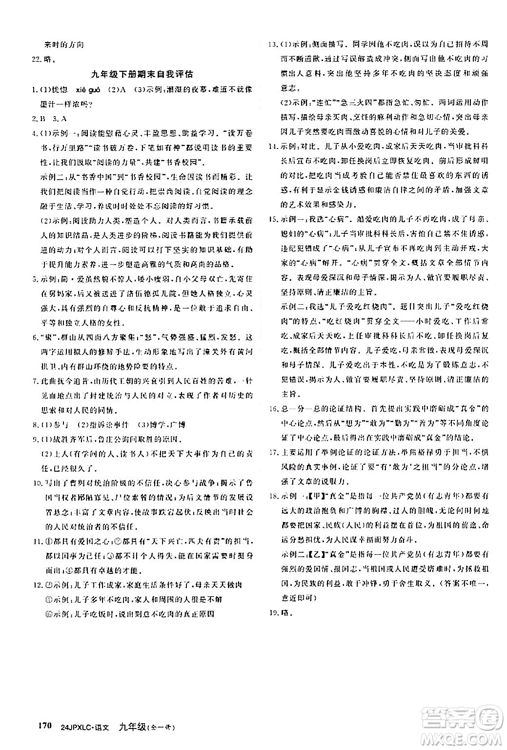 江西高校出版社2024年春金牌學(xué)練測創(chuàng)新作業(yè)設(shè)計(jì)九年級語文下冊課標(biāo)版答案