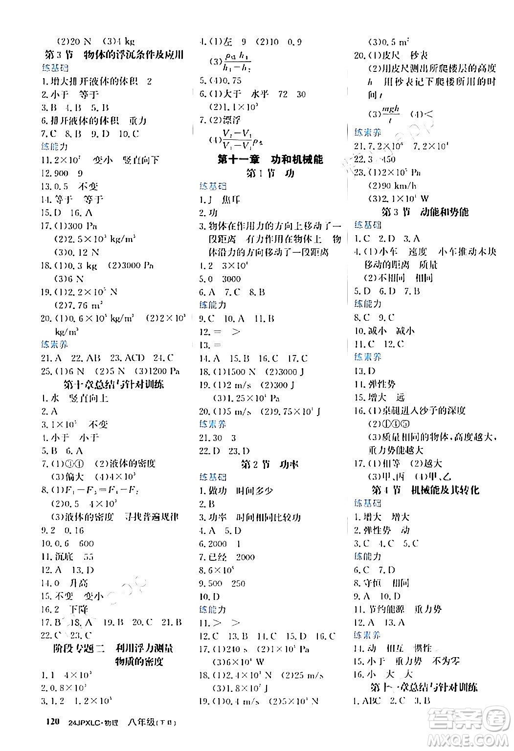 江西高校出版社2024年春金牌學(xué)練測創(chuàng)新作業(yè)設(shè)計八年級物理下冊課標(biāo)版答案