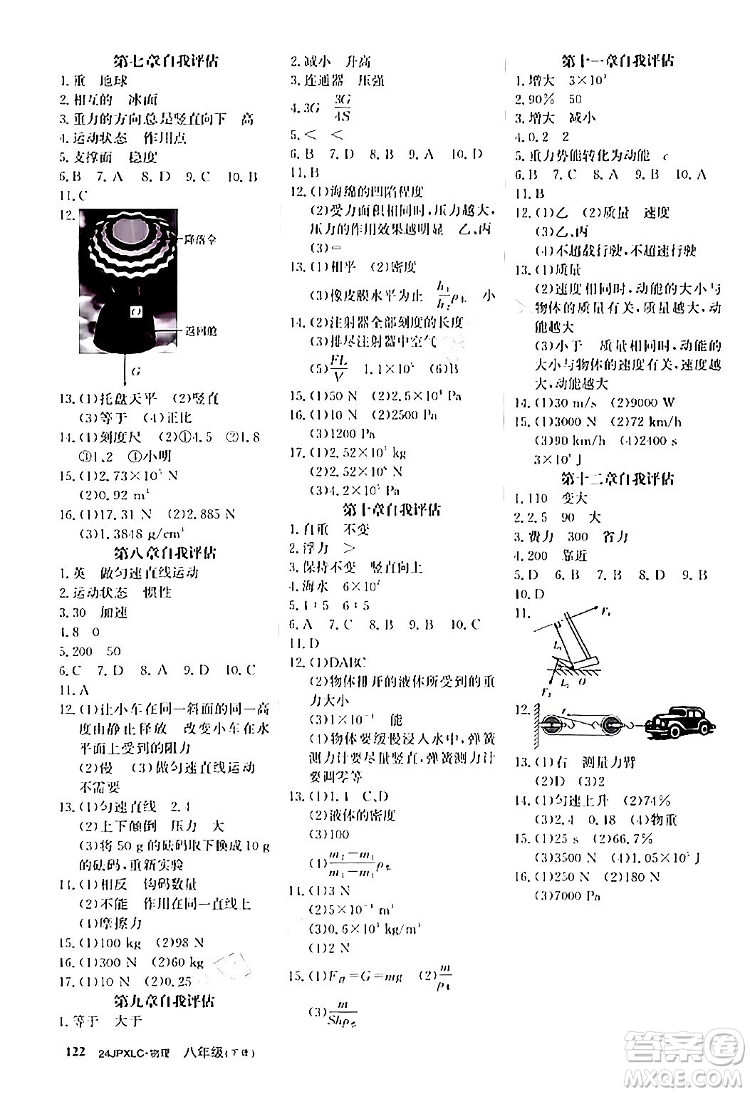江西高校出版社2024年春金牌學(xué)練測創(chuàng)新作業(yè)設(shè)計八年級物理下冊課標(biāo)版答案