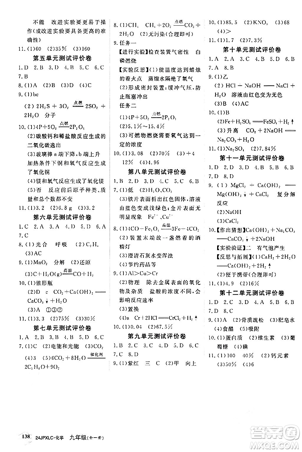 江西高校出版社2024年春金牌學(xué)練測創(chuàng)新作業(yè)設(shè)計九年級化學(xué)下冊課標(biāo)版答案