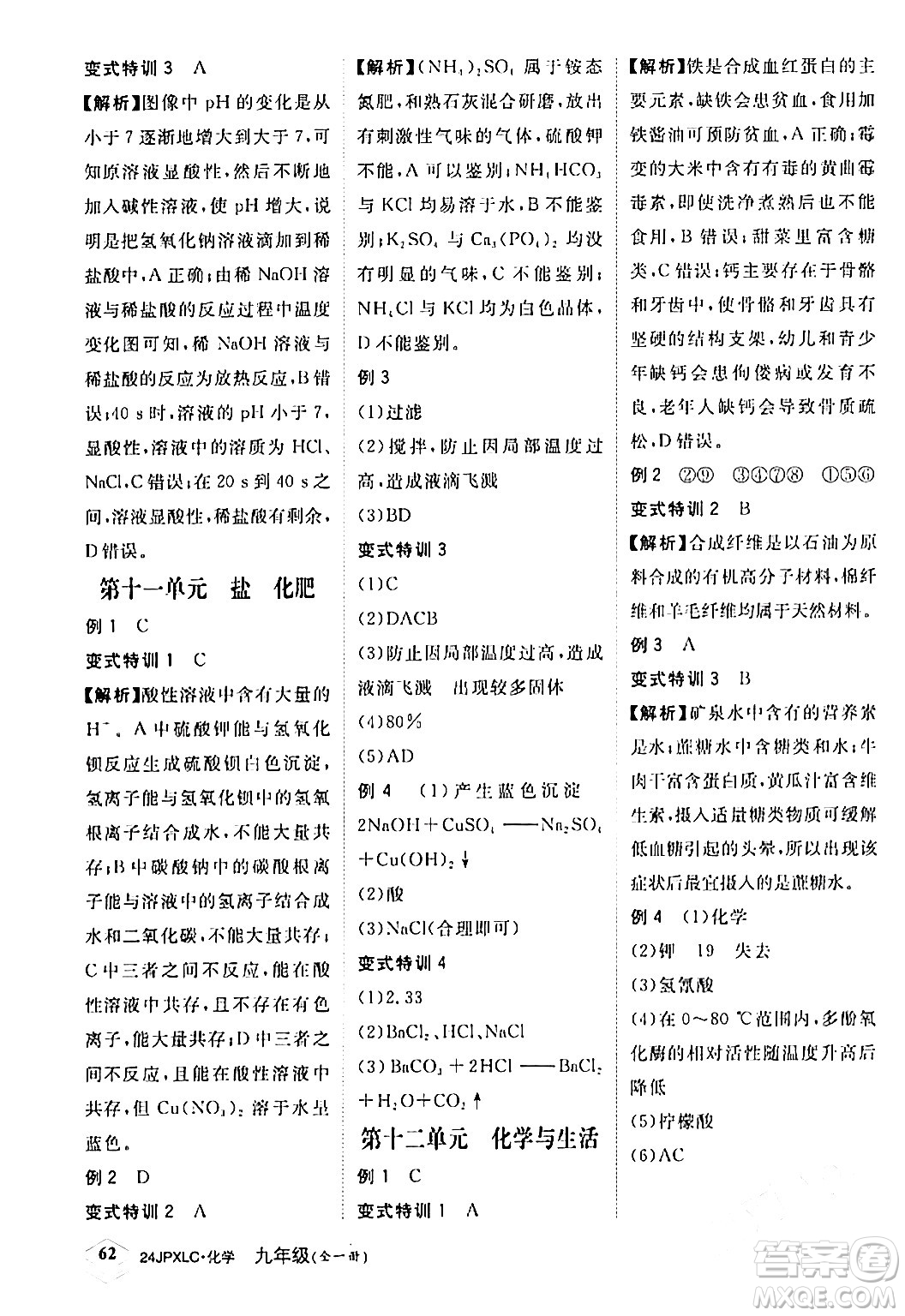 江西高校出版社2024年春金牌學(xué)練測創(chuàng)新作業(yè)設(shè)計九年級化學(xué)下冊課標(biāo)版答案