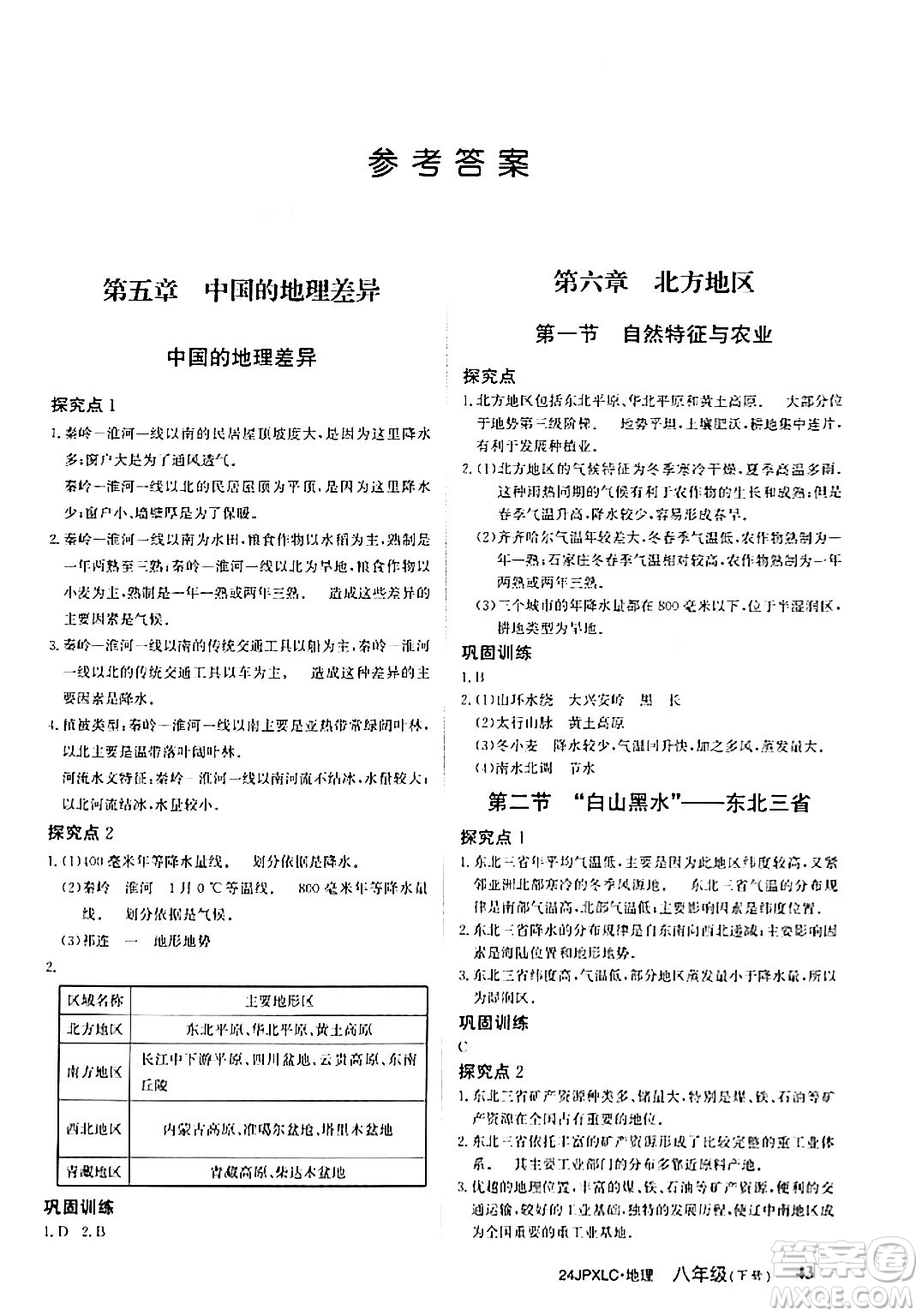 江西高校出版社2024年春金牌學(xué)練測創(chuàng)新作業(yè)設(shè)計八年級地理下冊通用版答案