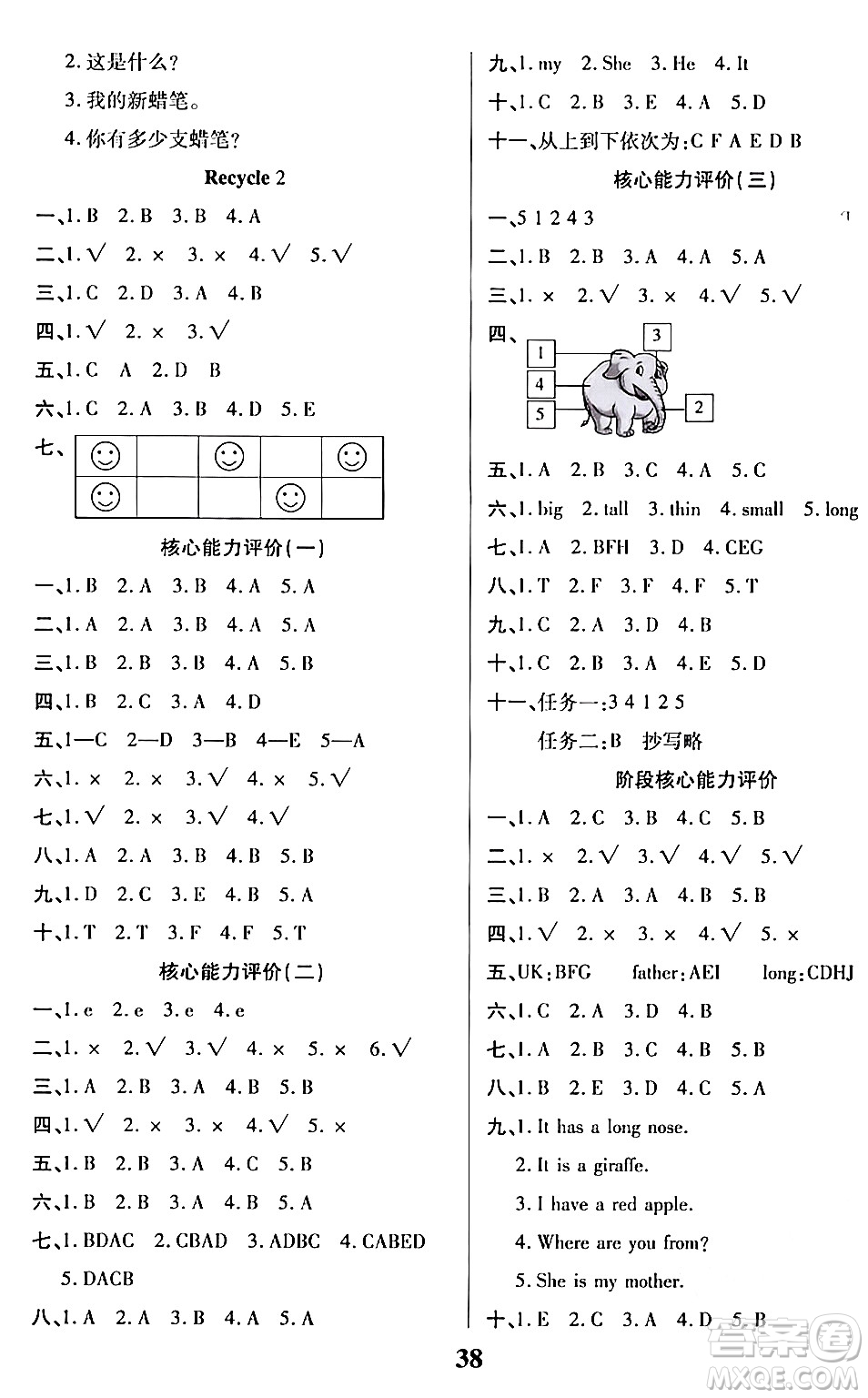 沈陽(yáng)出版社2024年春培優(yōu)小狀元優(yōu)秀三好生分層作業(yè)三年級(jí)英語(yǔ)下冊(cè)通用版答案