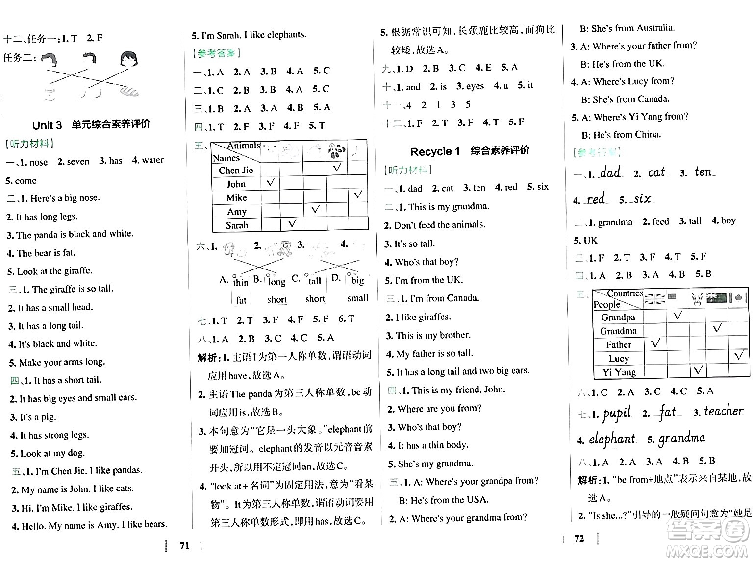 陜西師范大學(xué)出版總社有限公司2024年春小學(xué)學(xué)霸沖A卷三年級(jí)英語下冊(cè)人教版答案
