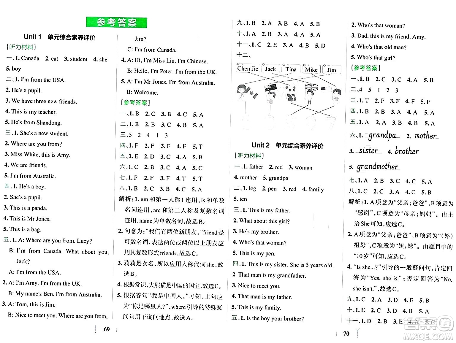 陜西師范大學(xué)出版總社有限公司2024年春小學(xué)學(xué)霸沖A卷三年級(jí)英語下冊(cè)人教版答案