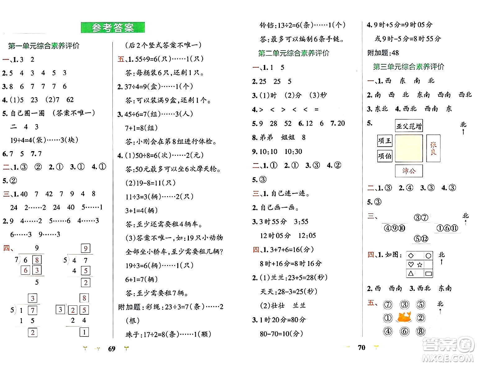 陜西師范大學(xué)出版總社有限公司2024年春小學(xué)學(xué)霸沖A卷二年級(jí)數(shù)學(xué)下冊(cè)蘇教版答案
