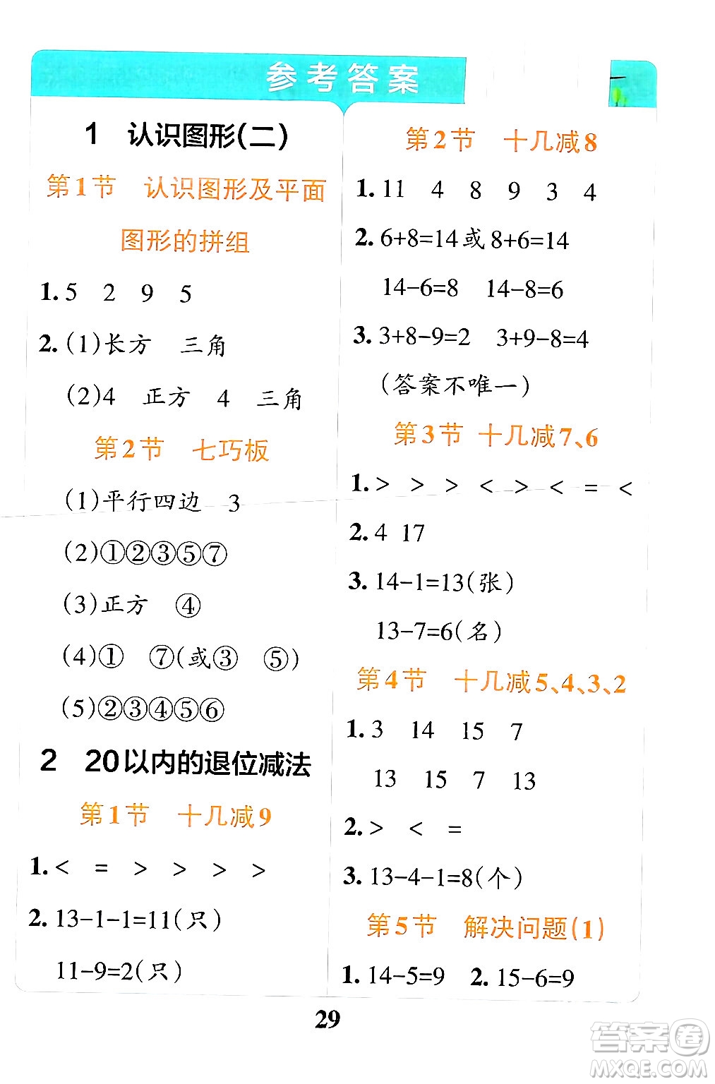 陜西師范大學出版總社有限公司2024年春小學學霸沖A卷一年級數(shù)學下冊人教版答案