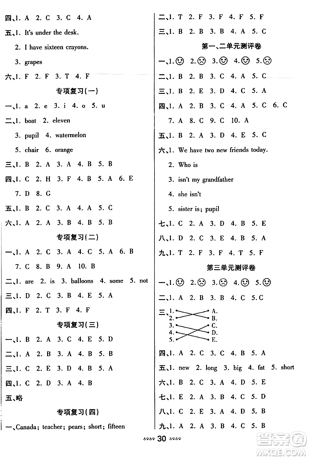 河北少年兒童出版社出版社2024年春輕松練一線課堂三年級(jí)英語下冊(cè)人教版答案
