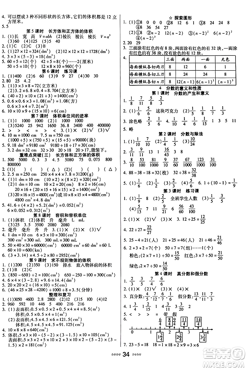 河北少年兒童出版社出版社2024年春輕松練一線課堂五年級數(shù)學下冊人教版答案
