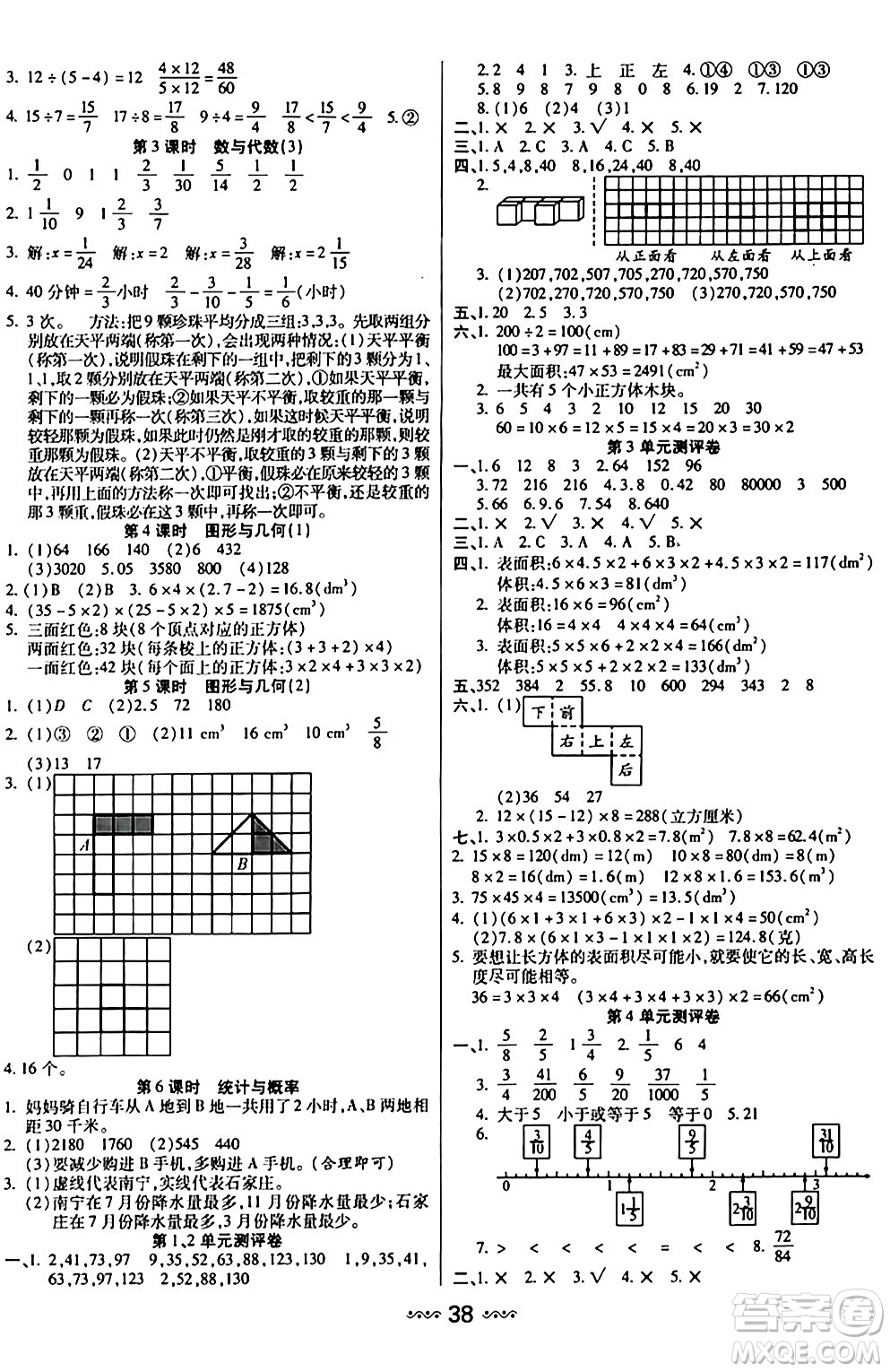 河北少年兒童出版社出版社2024年春輕松練一線課堂五年級數(shù)學下冊人教版答案