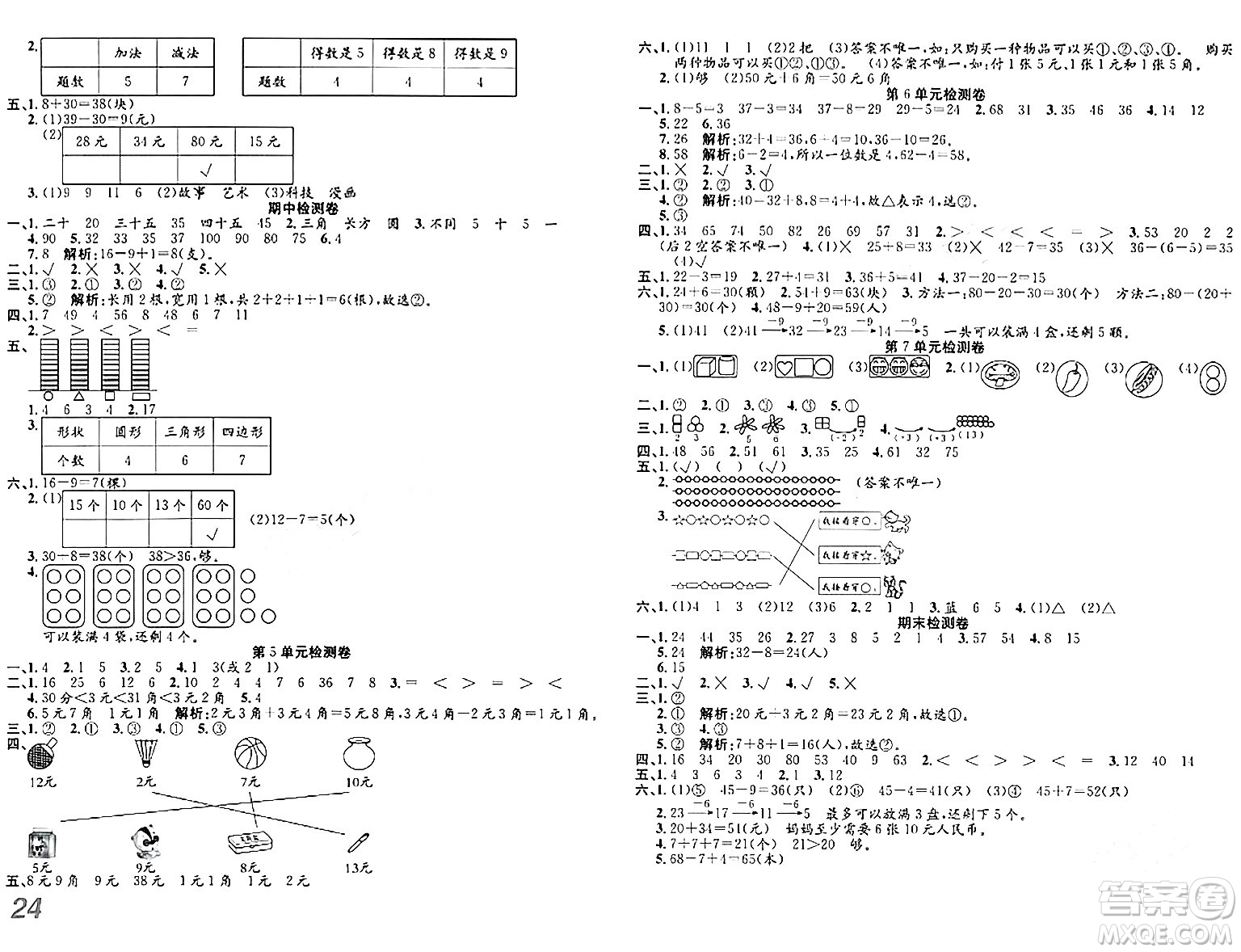 安徽師范大學出版社2024年春品優(yōu)課堂一年級數(shù)學下冊人教版答案