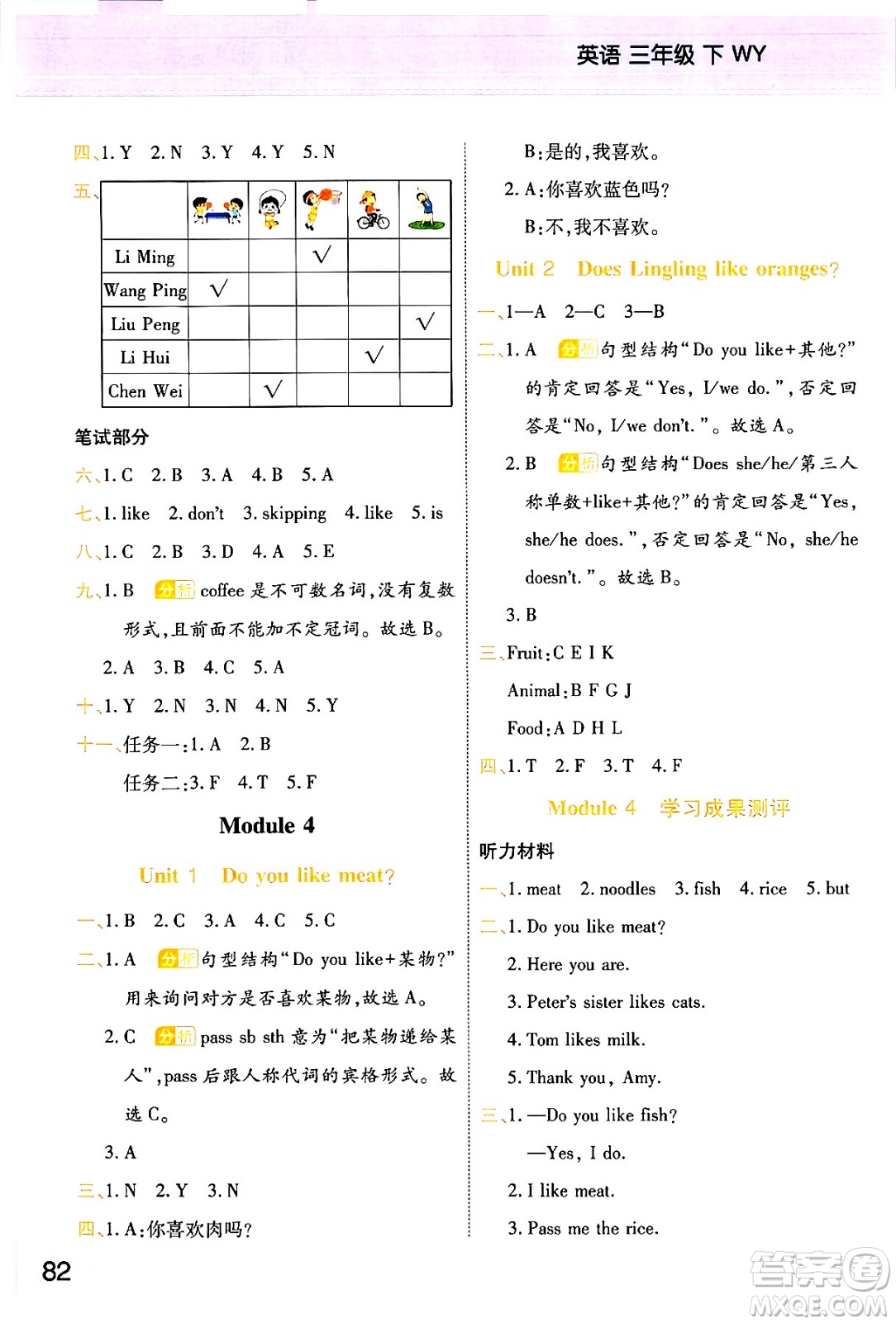 陜西師范大學(xué)出版總社有限公司2024年春黃岡同步練一日一練三年級英語下冊外研版三起點(diǎn)答案