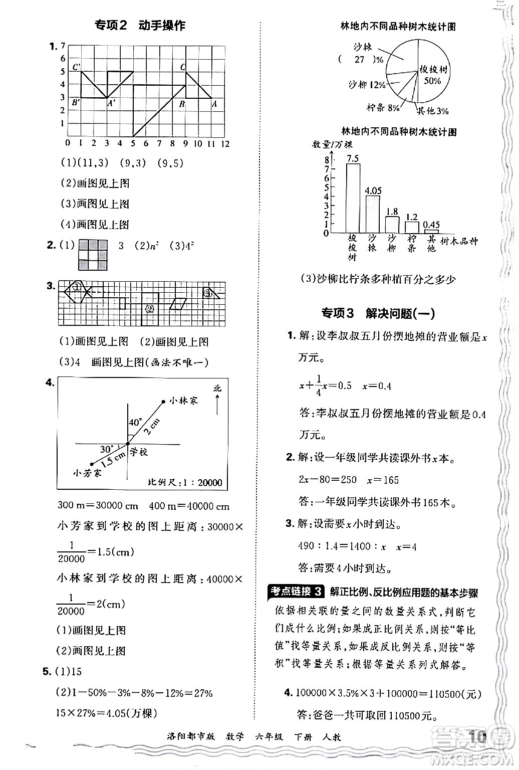 江西人民出版社2024年春王朝霞各地期末試卷精選六年級數(shù)學下冊人教版洛陽專版答案