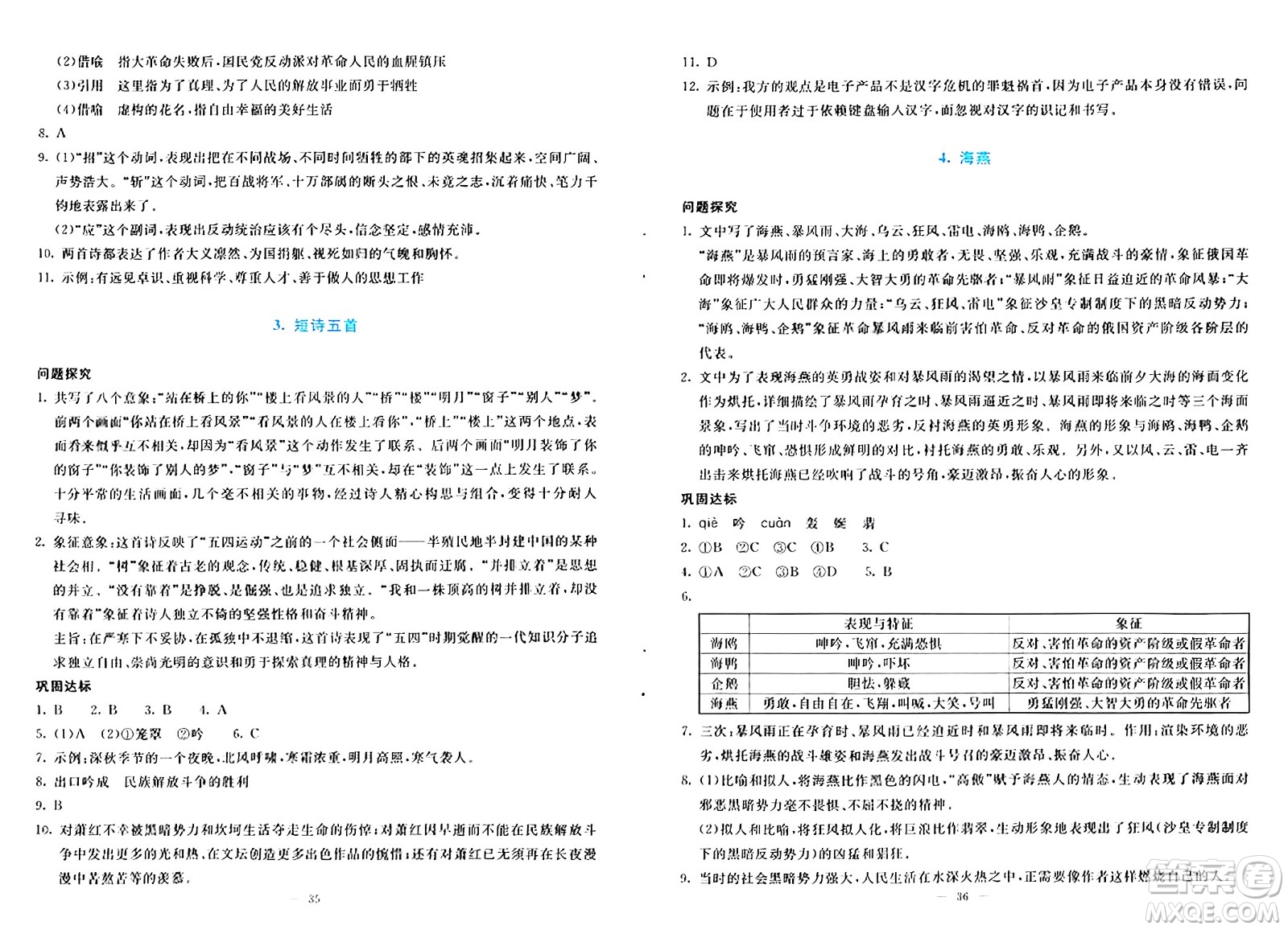 語(yǔ)文出版社2024年春語(yǔ)文同步學(xué)與練九年級(jí)語(yǔ)文下冊(cè)通用版答案