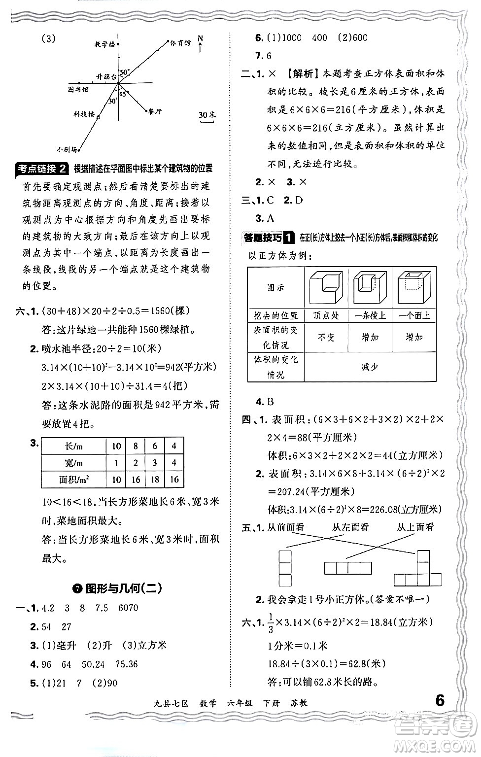江西人民出版社2024年春王朝霞各地期末試卷精選六年級(jí)數(shù)學(xué)下冊(cè)蘇教版洛陽(yáng)專(zhuān)版答案
