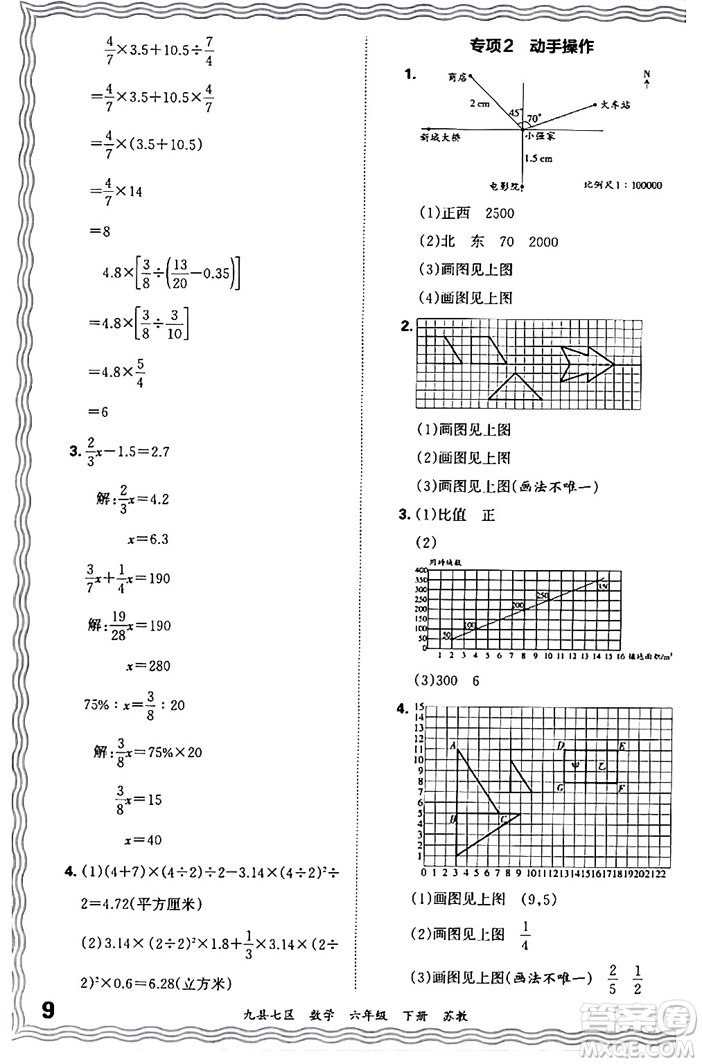 江西人民出版社2024年春王朝霞各地期末試卷精選六年級(jí)數(shù)學(xué)下冊(cè)蘇教版洛陽(yáng)專(zhuān)版答案