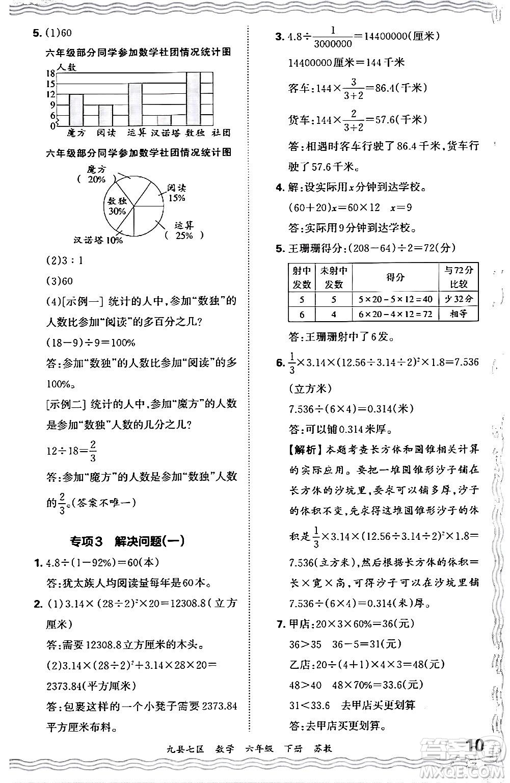 江西人民出版社2024年春王朝霞各地期末試卷精選六年級(jí)數(shù)學(xué)下冊(cè)蘇教版洛陽(yáng)專(zhuān)版答案