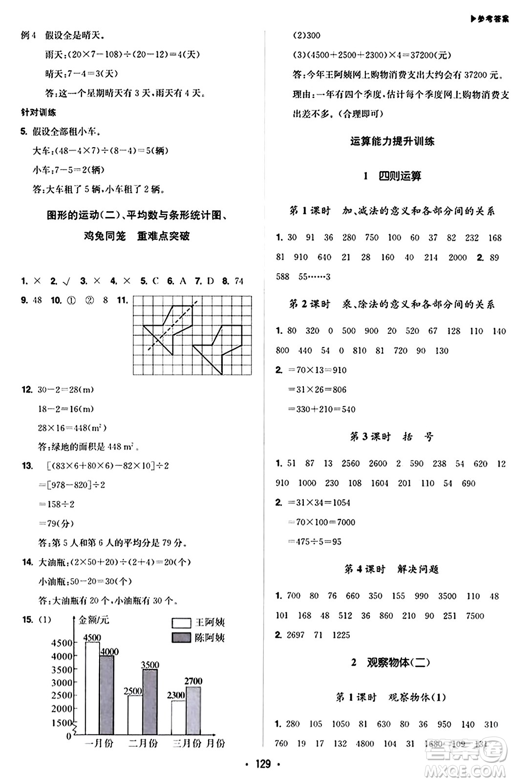 內(nèi)蒙古大學(xué)出版社2024年春超越訓(xùn)練四年級(jí)數(shù)學(xué)下冊人教版答案