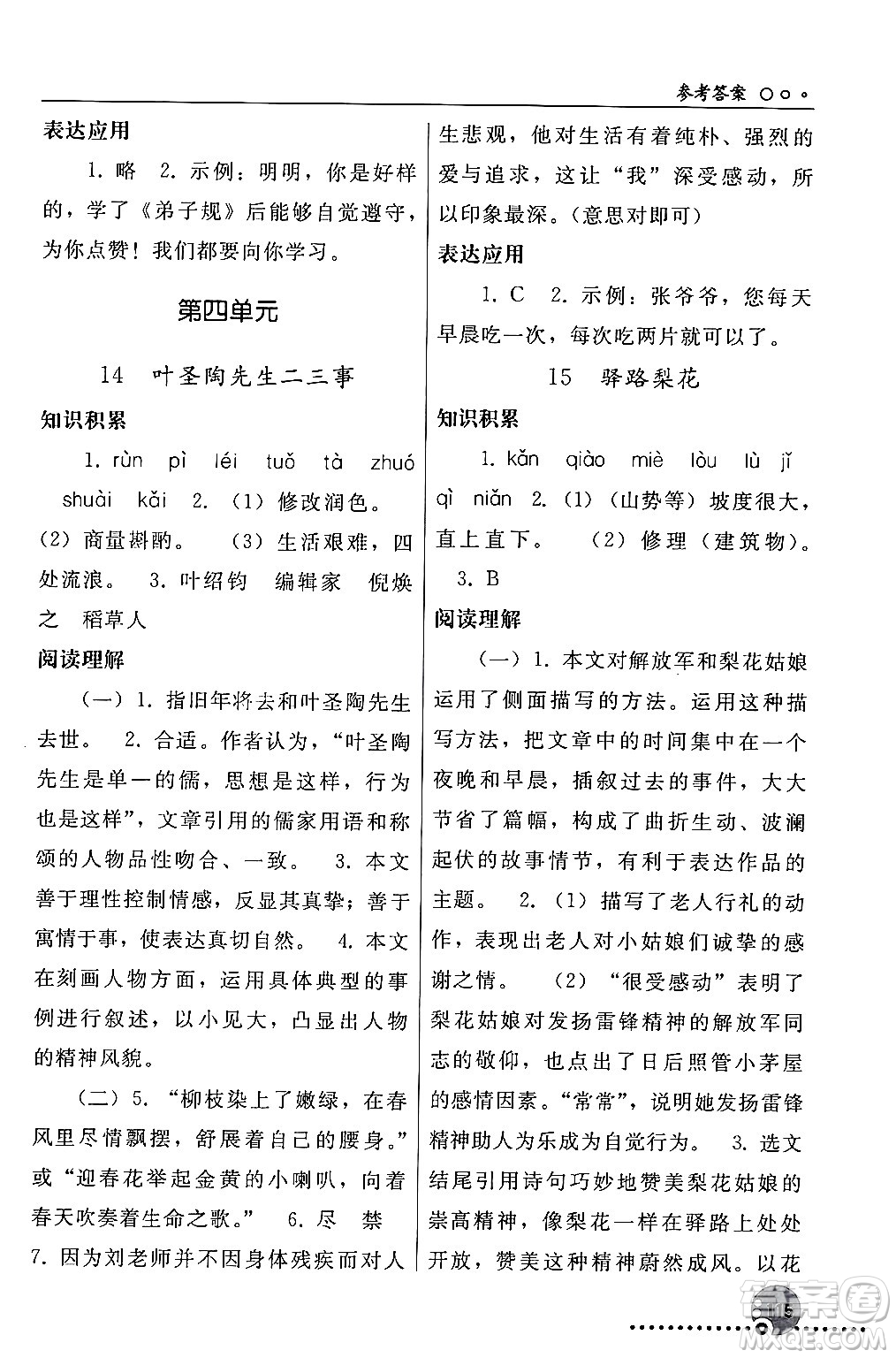 人民教育出版社2024年春義務(wù)教育教科書(shū)同步練習(xí)冊(cè)七年級(jí)語(yǔ)文下冊(cè)人教版答案