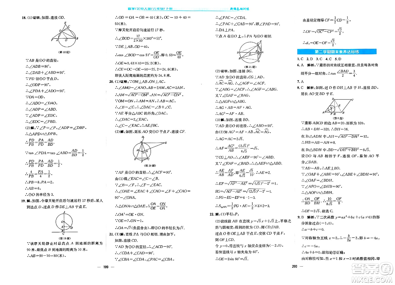 安徽教育出版社2024年春新編基礎(chǔ)訓練九年級數(shù)學下冊北師大版答案