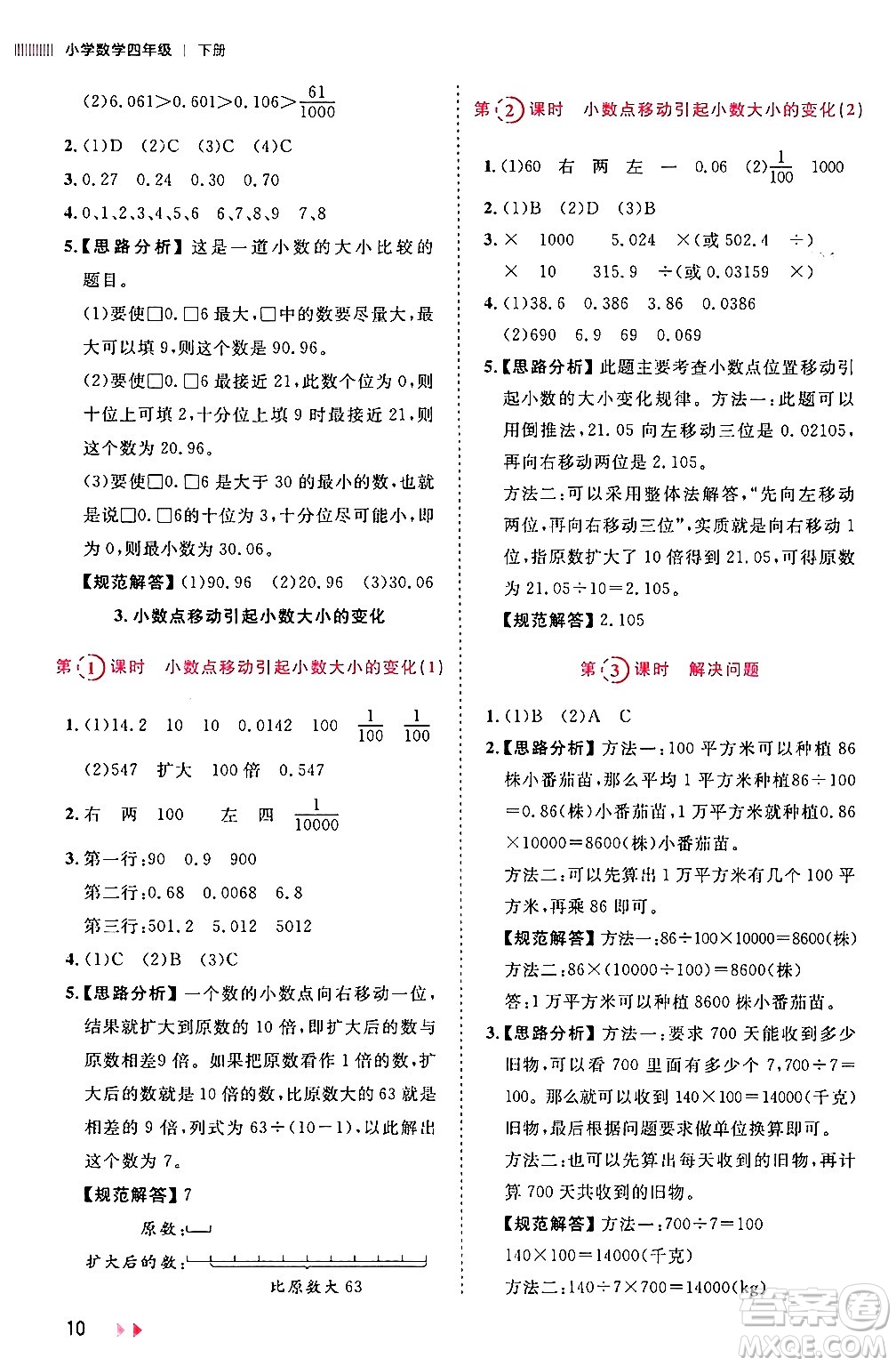 安徽師范大學(xué)出版社2024年春訓(xùn)練達(dá)人四年級(jí)數(shù)學(xué)下冊(cè)人教版山東專版答案