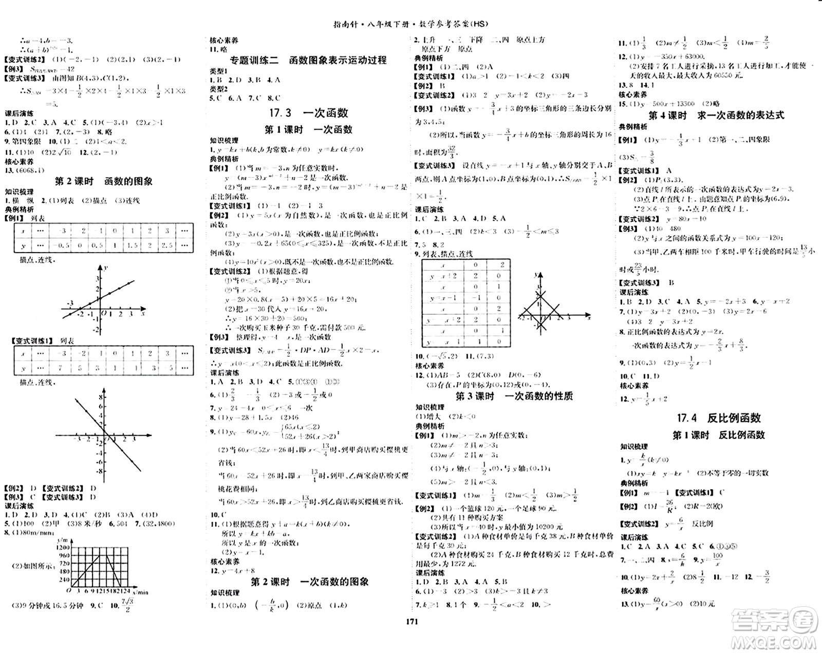 吉林教育出版社2024年春指南針課堂優(yōu)化八年級(jí)數(shù)學(xué)下冊(cè)華師版答案