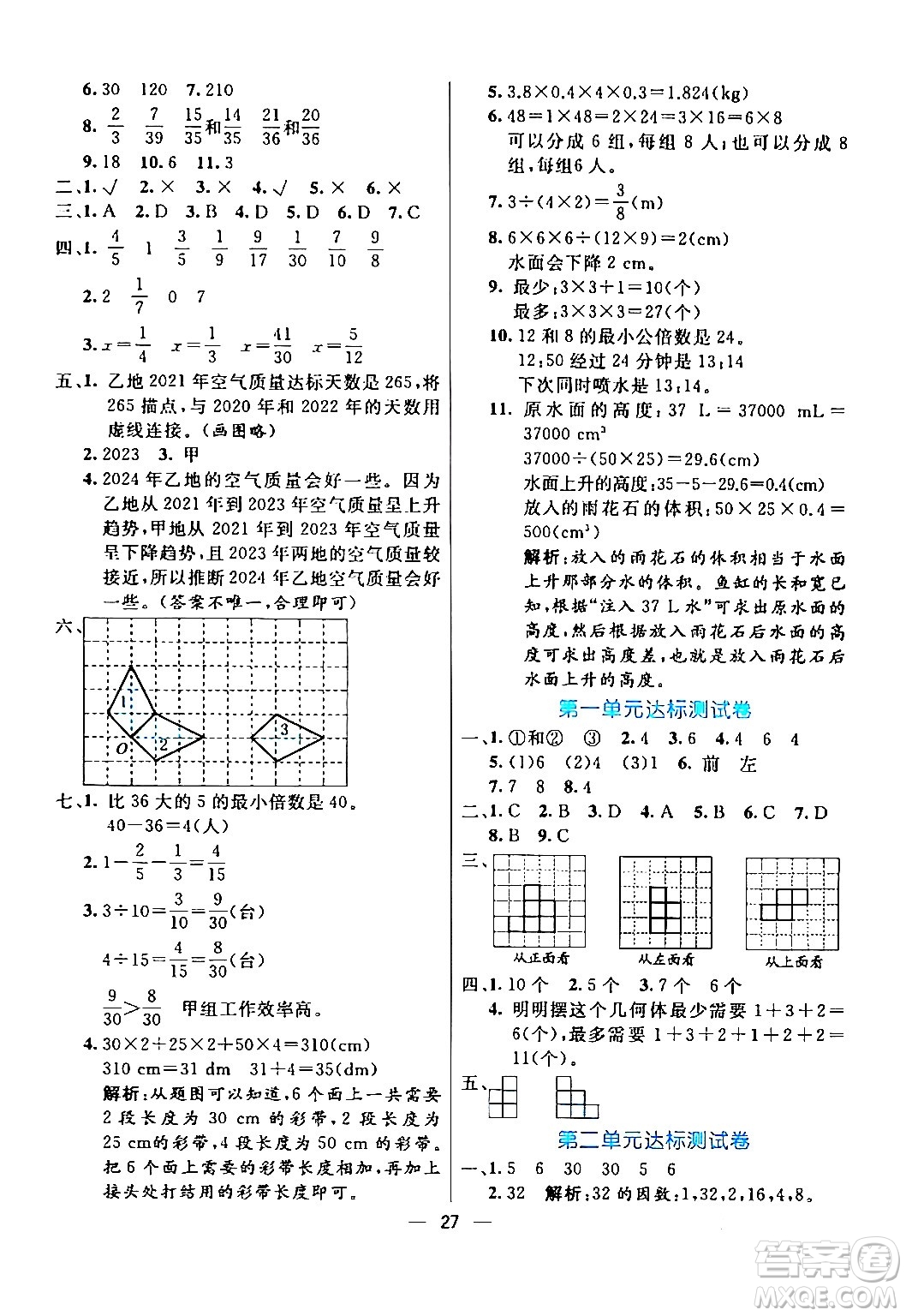 陽光出版社2024年春亮點激活提優(yōu)天天練五年級數(shù)學(xué)下冊人教版山東專版答案