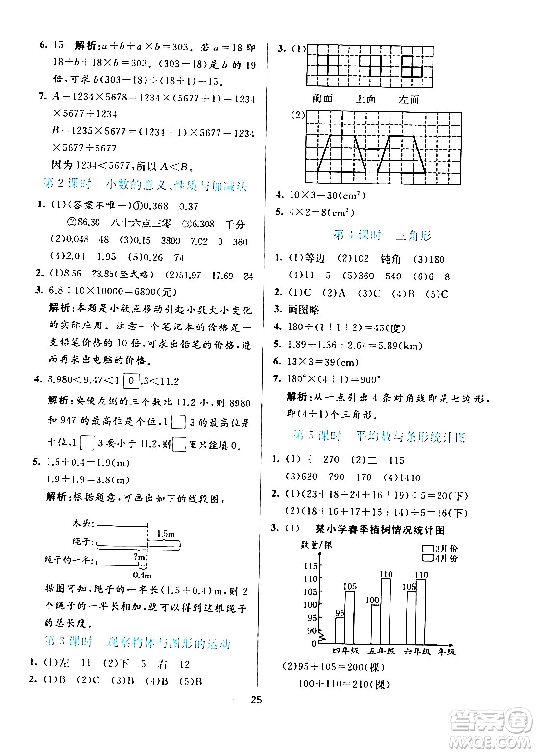 陽光出版社2024年春亮點(diǎn)激活提優(yōu)天天練四年級(jí)數(shù)學(xué)下冊(cè)人教版山東專版答案
