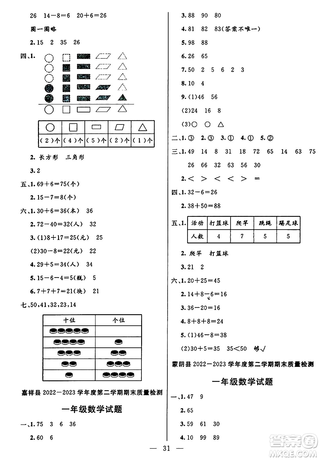 陽(yáng)光出版社2024年春亮點(diǎn)激活提優(yōu)天天練一年級(jí)數(shù)學(xué)下冊(cè)人教版山東專版答案