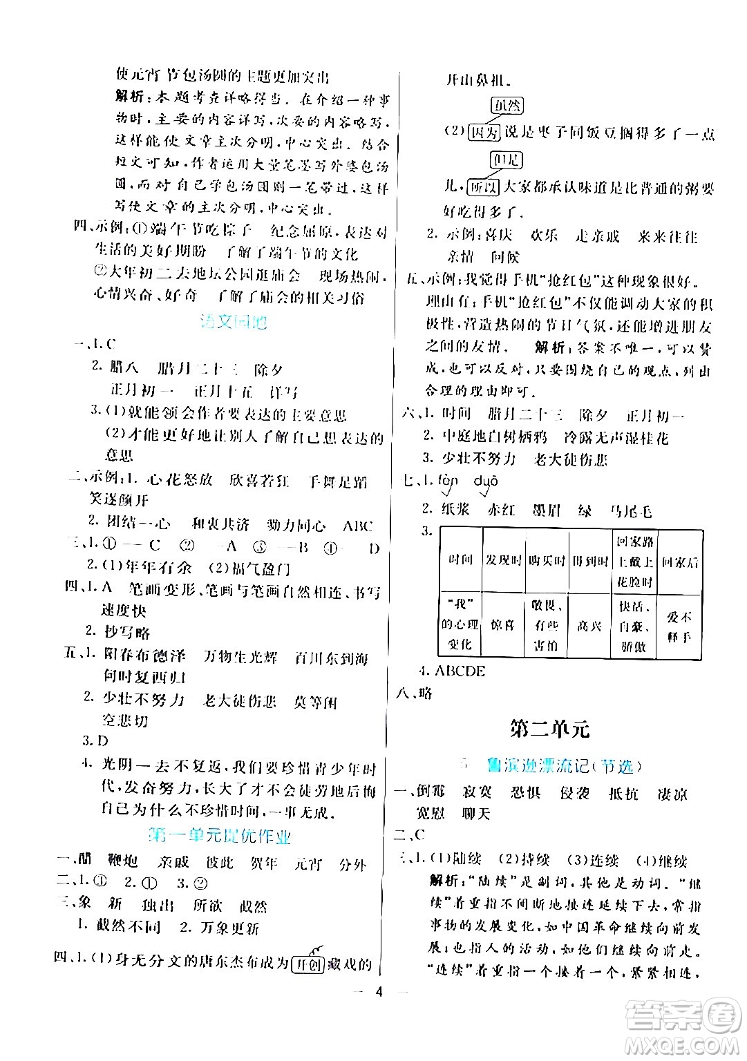 陽光出版社2024年春亮點激活提優(yōu)天天練六年級語文下冊通用版答案