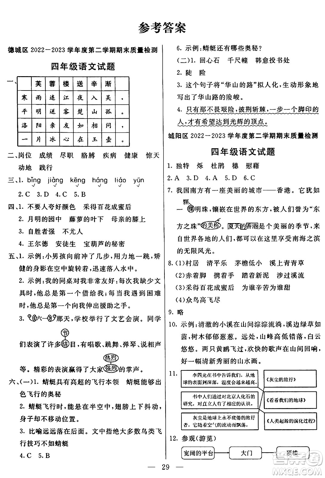 陽(yáng)光出版社2024年春亮點(diǎn)激活提優(yōu)天天練四年級(jí)語(yǔ)文下冊(cè)通用版山東專版答案
