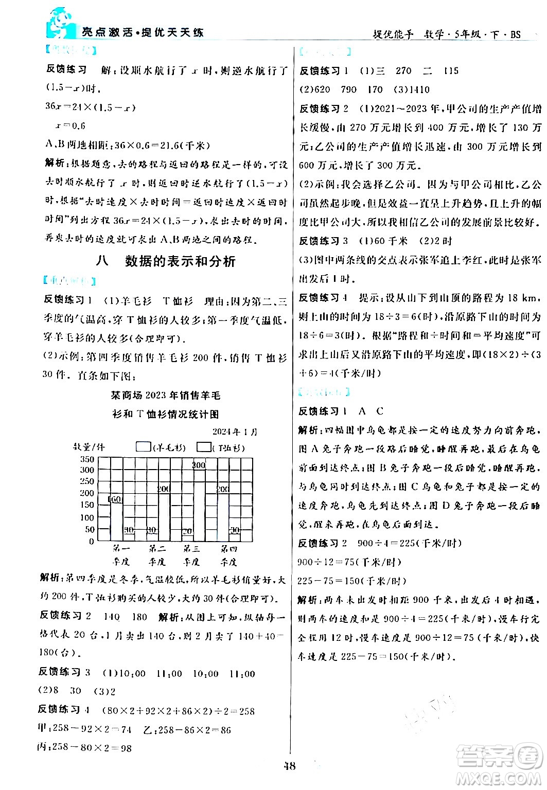 陽(yáng)光出版社2024年春亮點(diǎn)激活提優(yōu)天天練五年級(jí)數(shù)學(xué)下冊(cè)北師大版答案