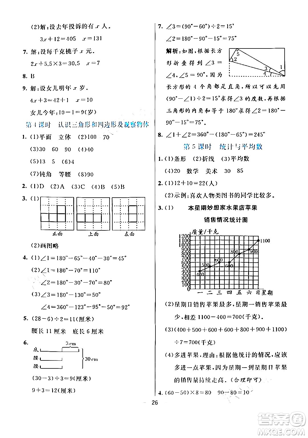 陽光出版社2024年春亮點(diǎn)激活提優(yōu)天天練四年級數(shù)學(xué)下冊北師大版答案