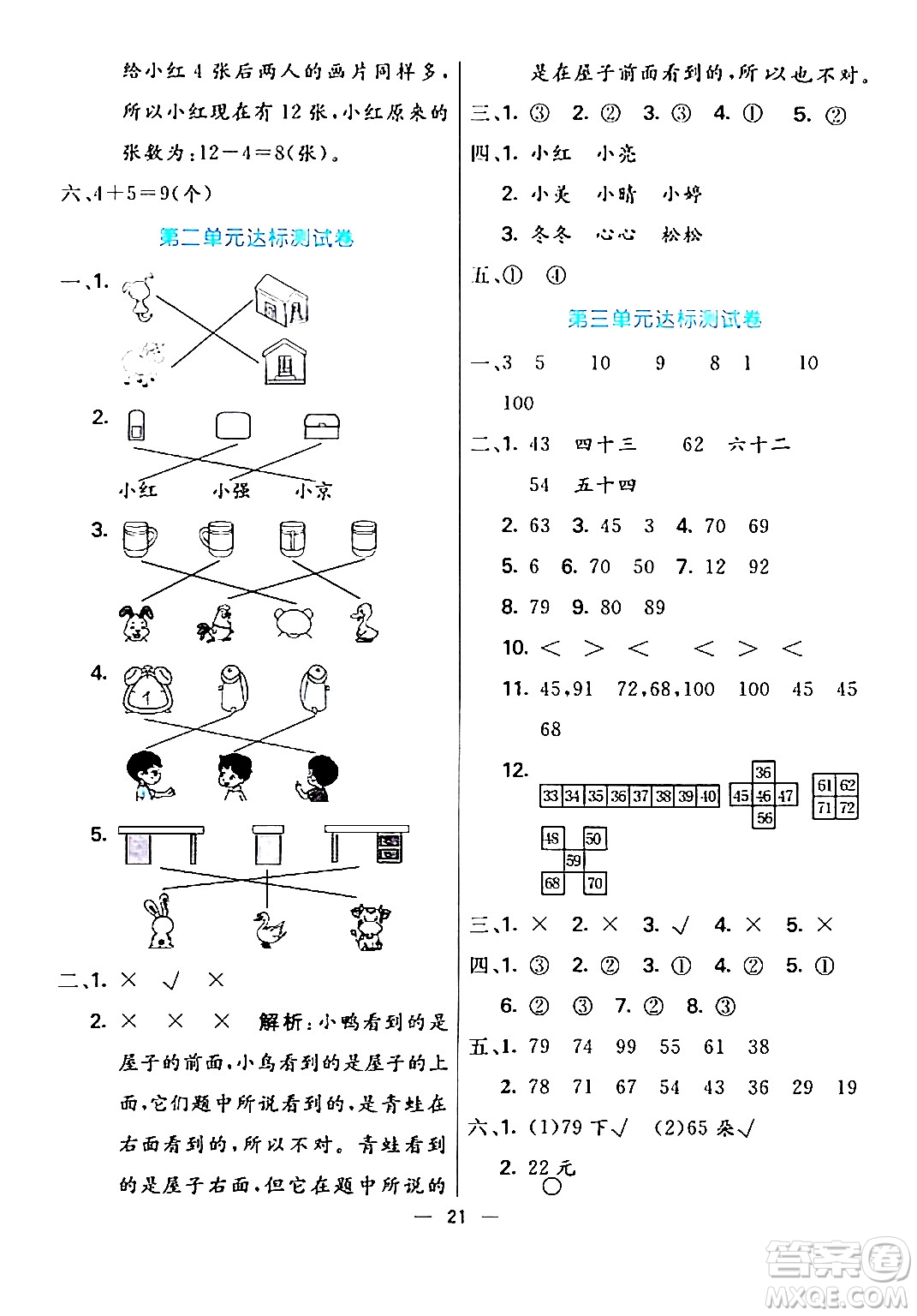 陽光出版社2024年春亮點激活提優(yōu)天天練一年級數(shù)學(xué)下冊北師大版答案