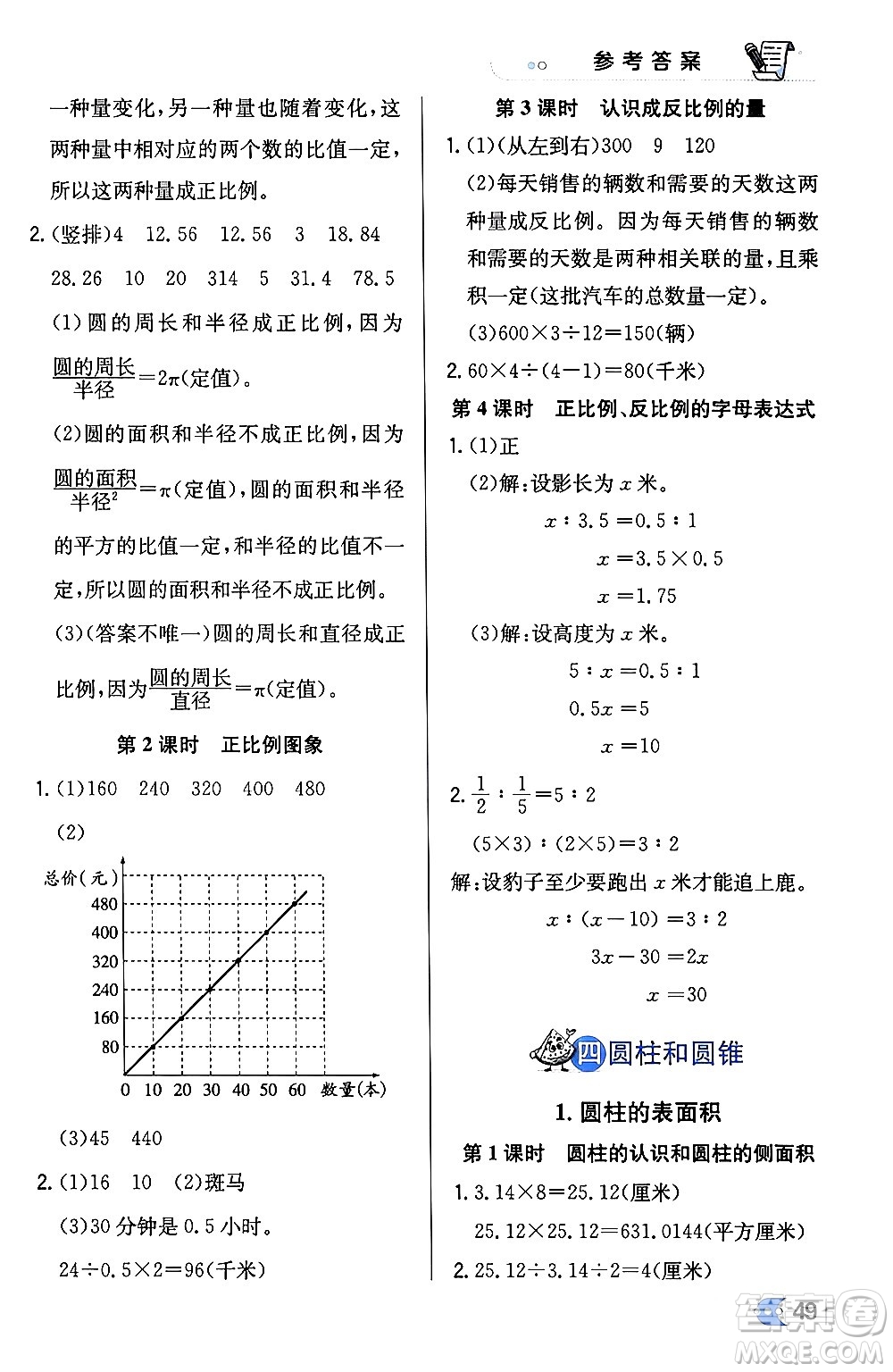 遼海出版社2024年春解透教材六年級數(shù)學(xué)下冊冀教版答案