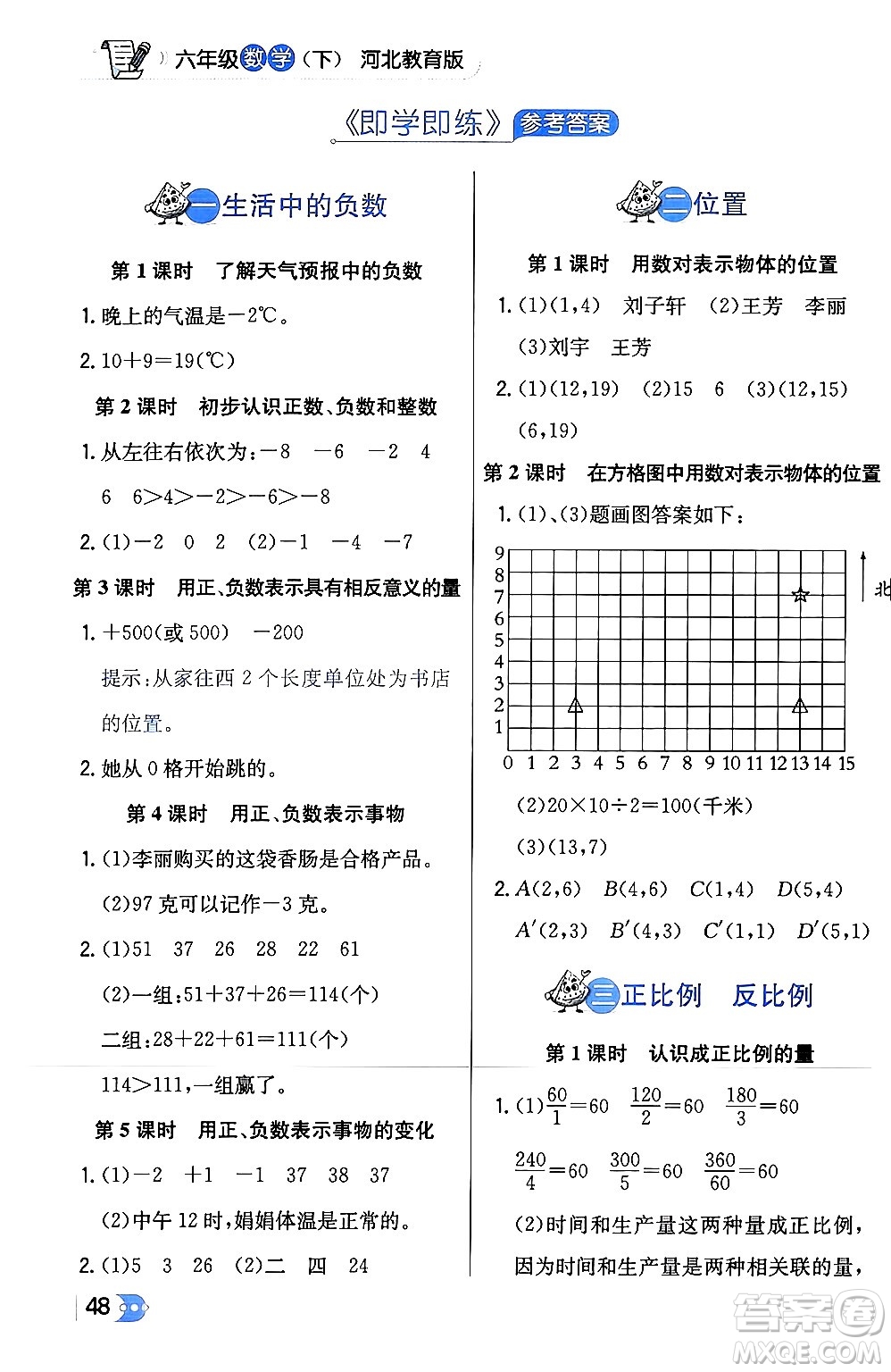 遼海出版社2024年春解透教材六年級數(shù)學(xué)下冊冀教版答案