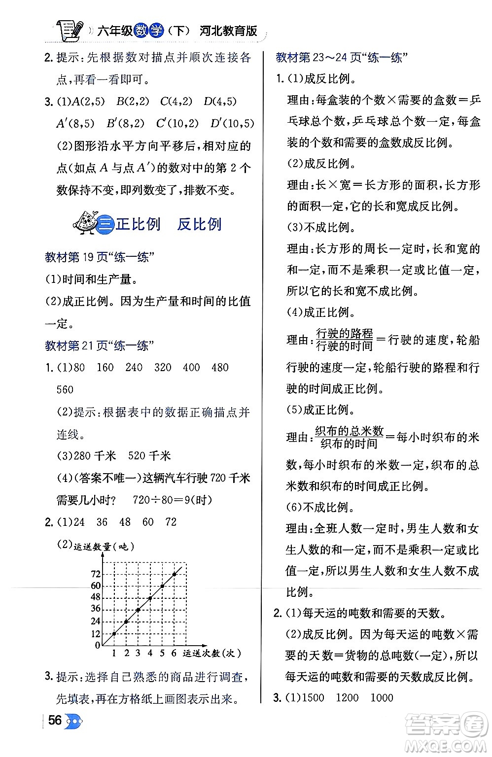 遼海出版社2024年春解透教材六年級數(shù)學(xué)下冊冀教版答案