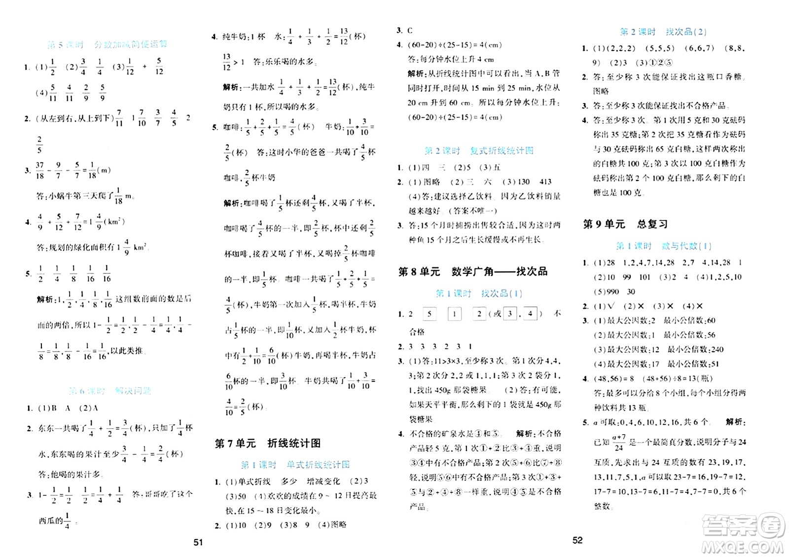 浙江教育出版社2024年春精準學與練五年級數(shù)學下冊人教版答案