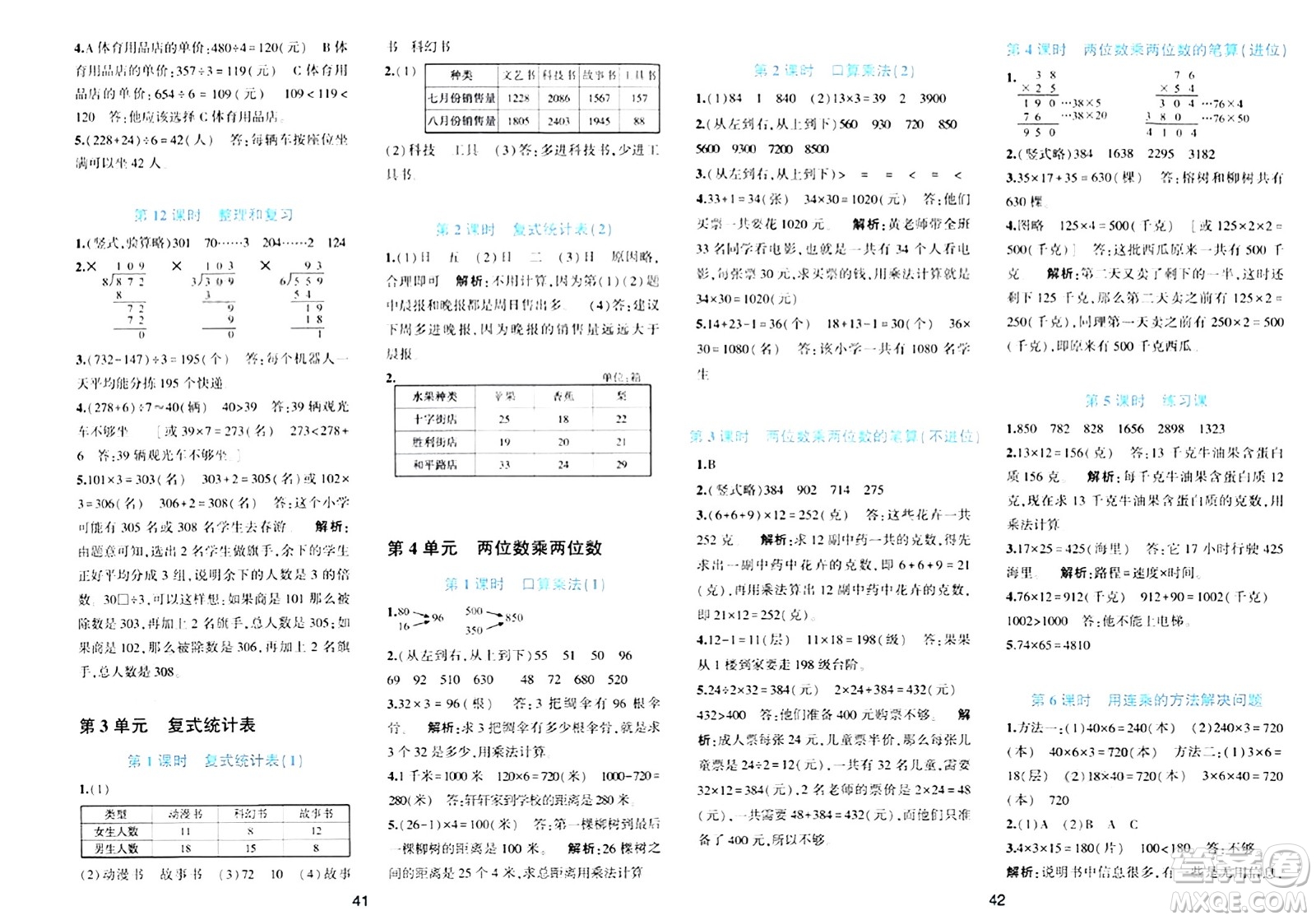 浙江教育出版社2024年春精準(zhǔn)學(xué)與練三年級數(shù)學(xué)下冊人教版答案