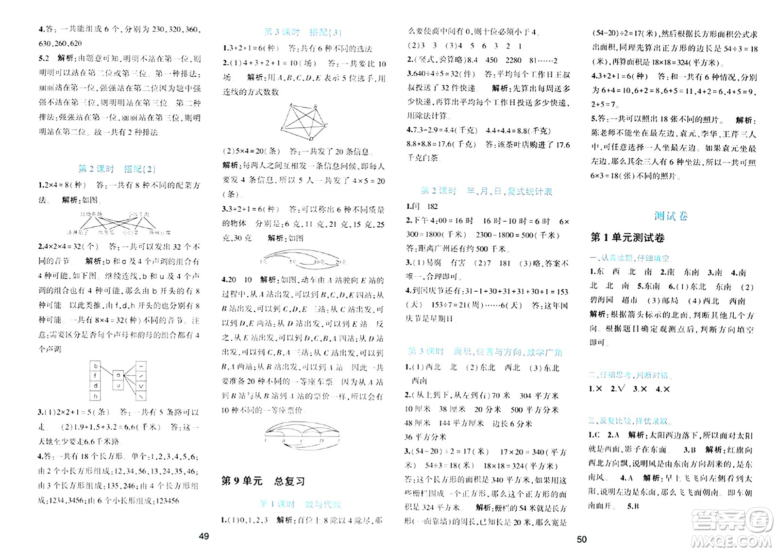 浙江教育出版社2024年春精準(zhǔn)學(xué)與練三年級數(shù)學(xué)下冊人教版答案
