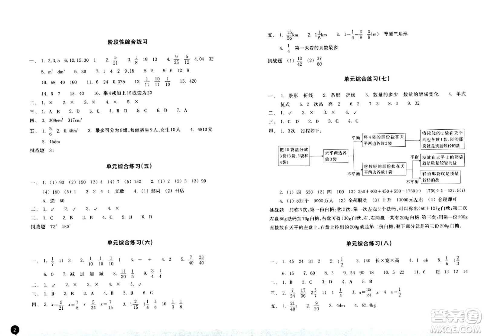 浙江教育出版社2024年春鞏固與提高五年級(jí)數(shù)學(xué)下冊(cè)通用版答案