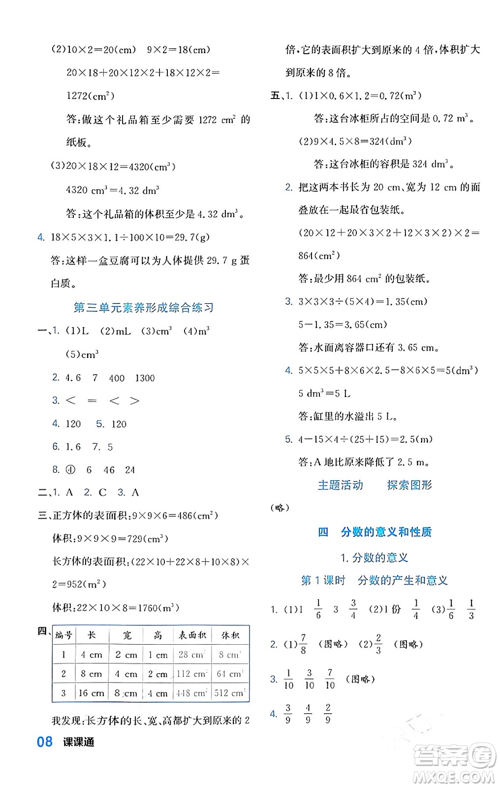 合肥工業(yè)大學(xué)出版社2024年春黃岡課課通同步隨堂檢測五年級數(shù)學(xué)下冊人教版答案