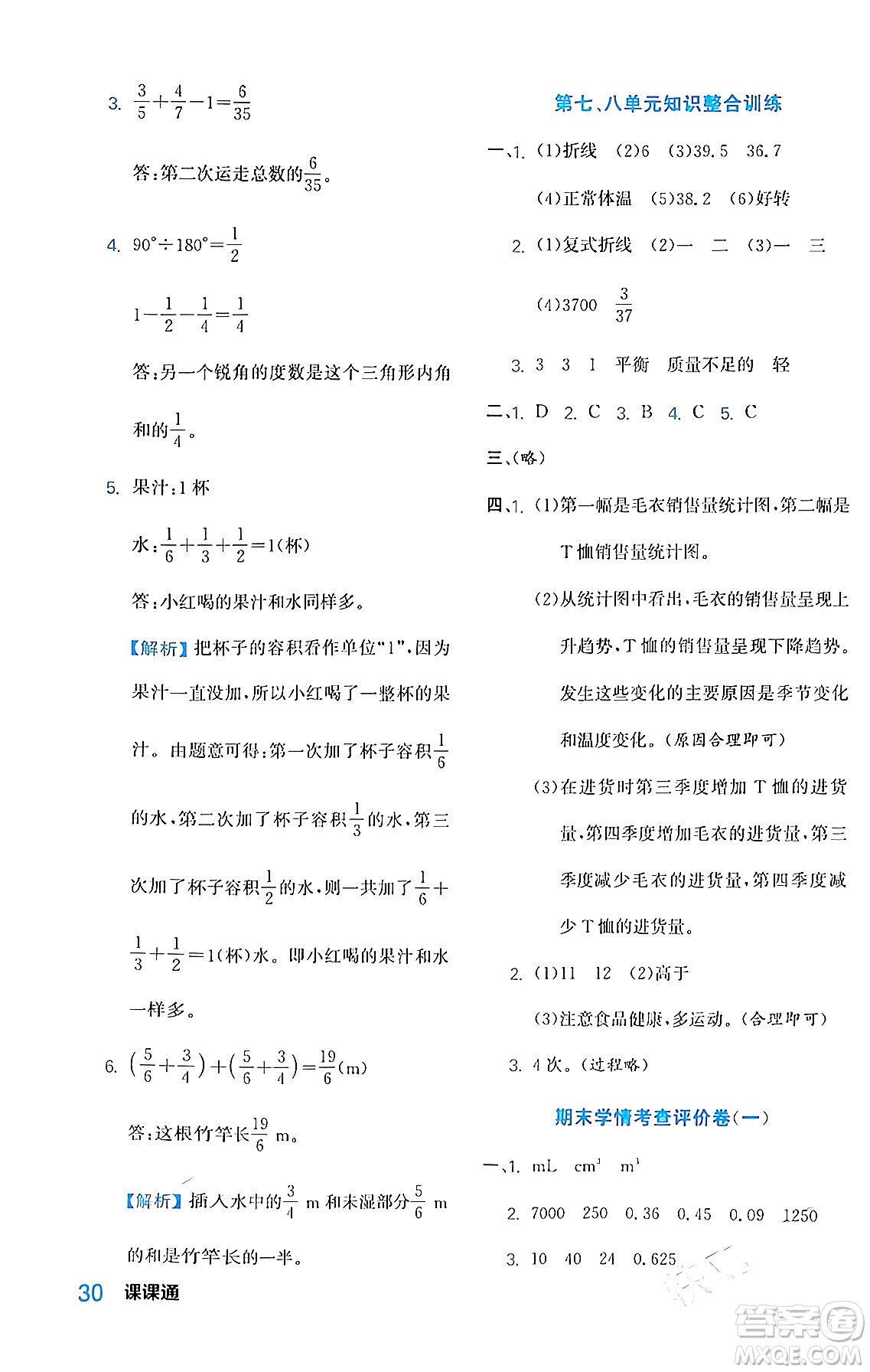 合肥工業(yè)大學(xué)出版社2024年春黃岡課課通同步隨堂檢測五年級數(shù)學(xué)下冊人教版答案