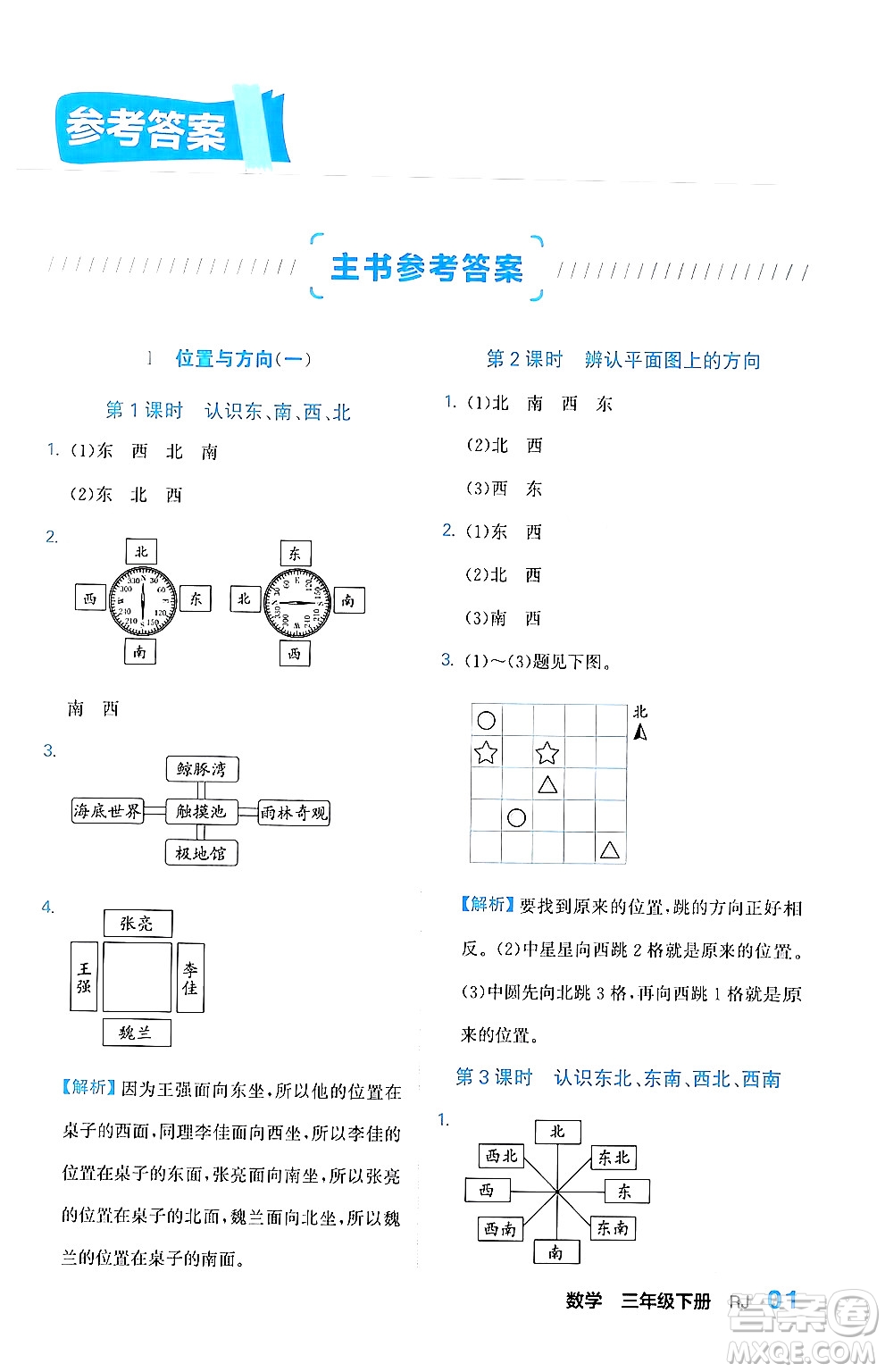 合肥工業(yè)大學(xué)出版社2024年春黃岡課課通同步隨堂檢測三年級數(shù)學(xué)下冊人教版答案