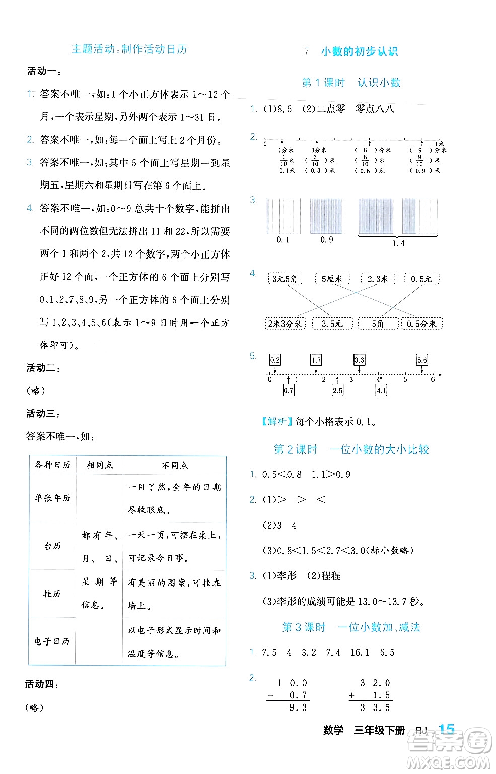 合肥工業(yè)大學(xué)出版社2024年春黃岡課課通同步隨堂檢測三年級數(shù)學(xué)下冊人教版答案
