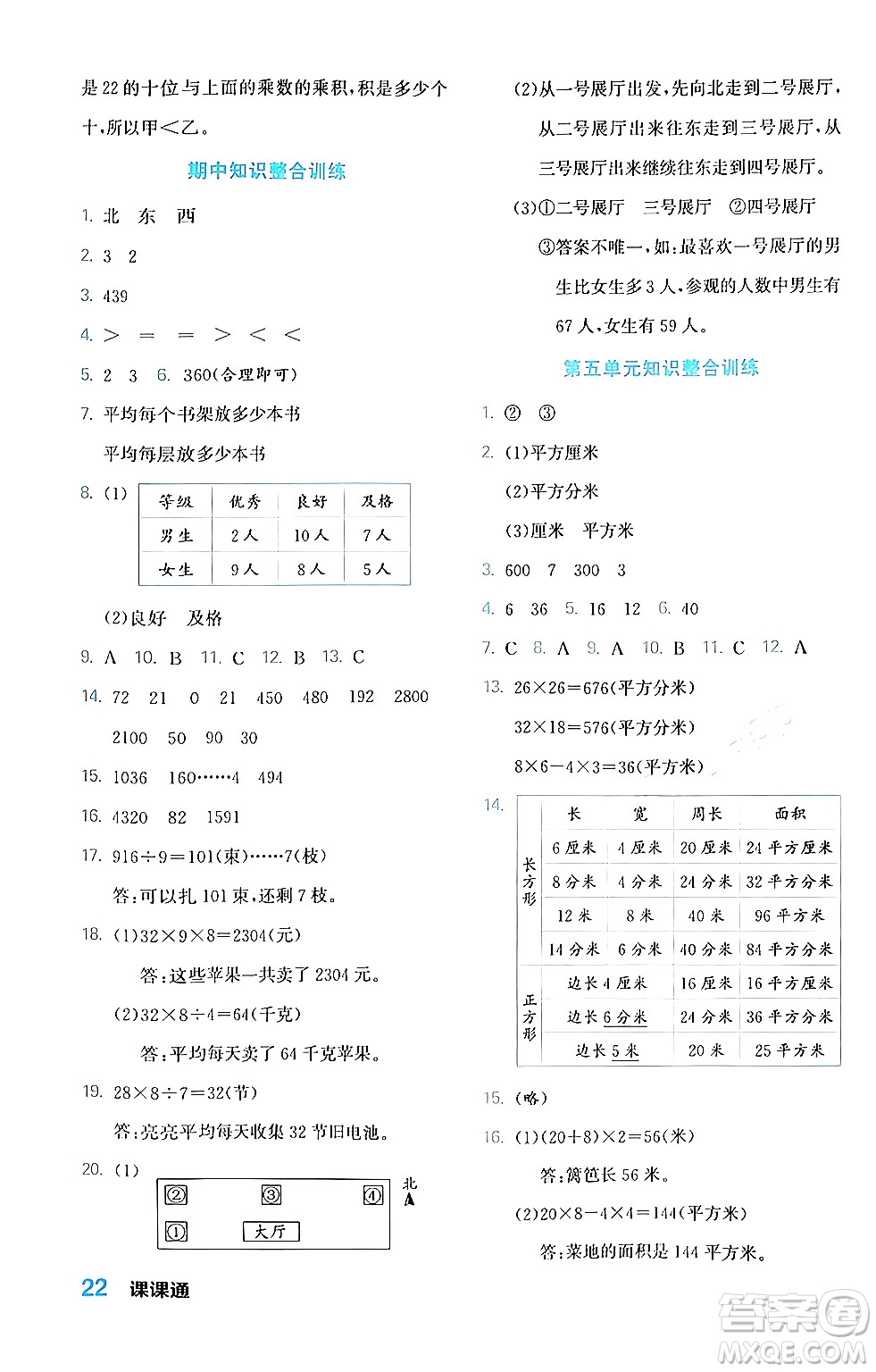 合肥工業(yè)大學(xué)出版社2024年春黃岡課課通同步隨堂檢測三年級數(shù)學(xué)下冊人教版答案